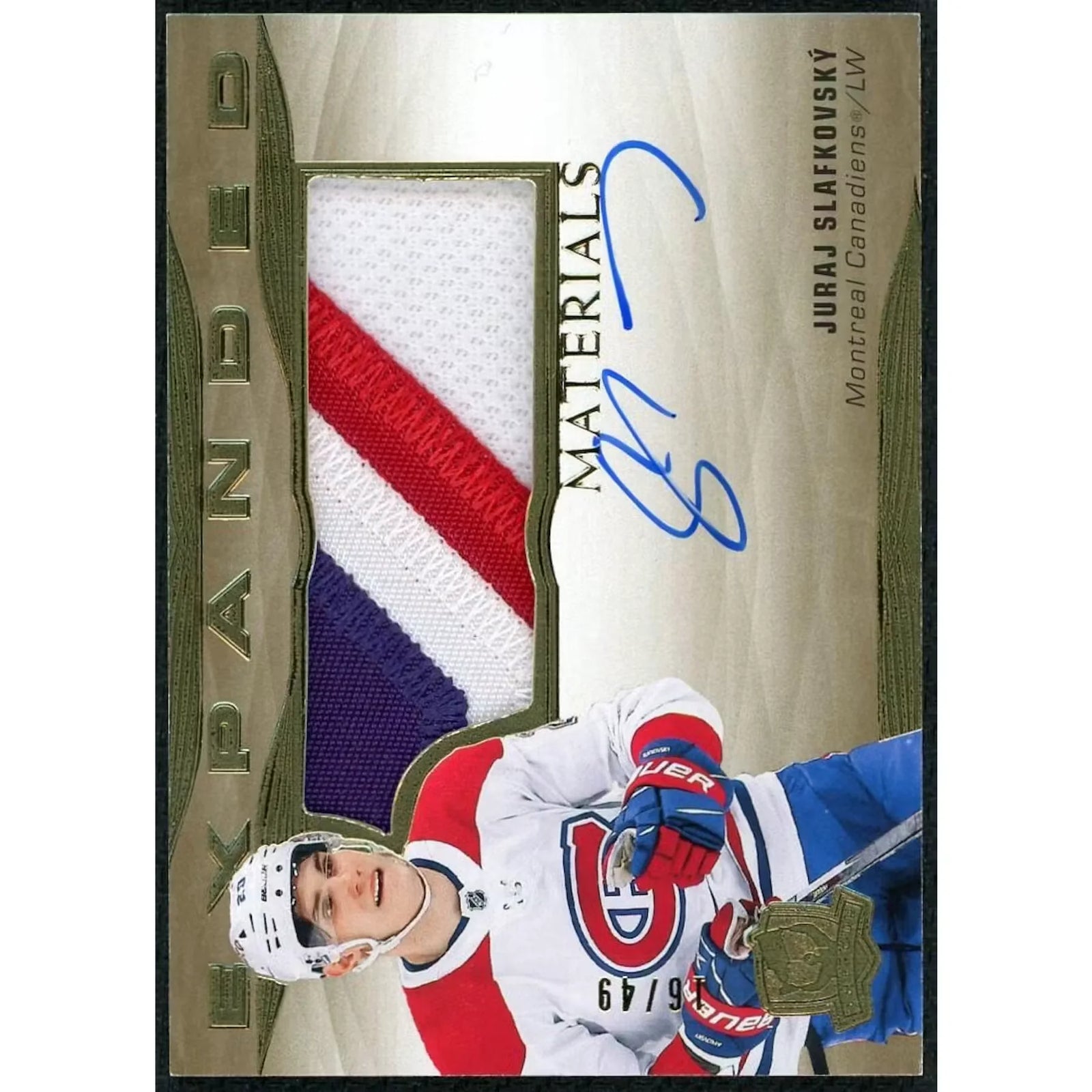 Juraj Slafkovsky Signed 2022-23 UD The Cup Rookie Card | Auto Patch/49
