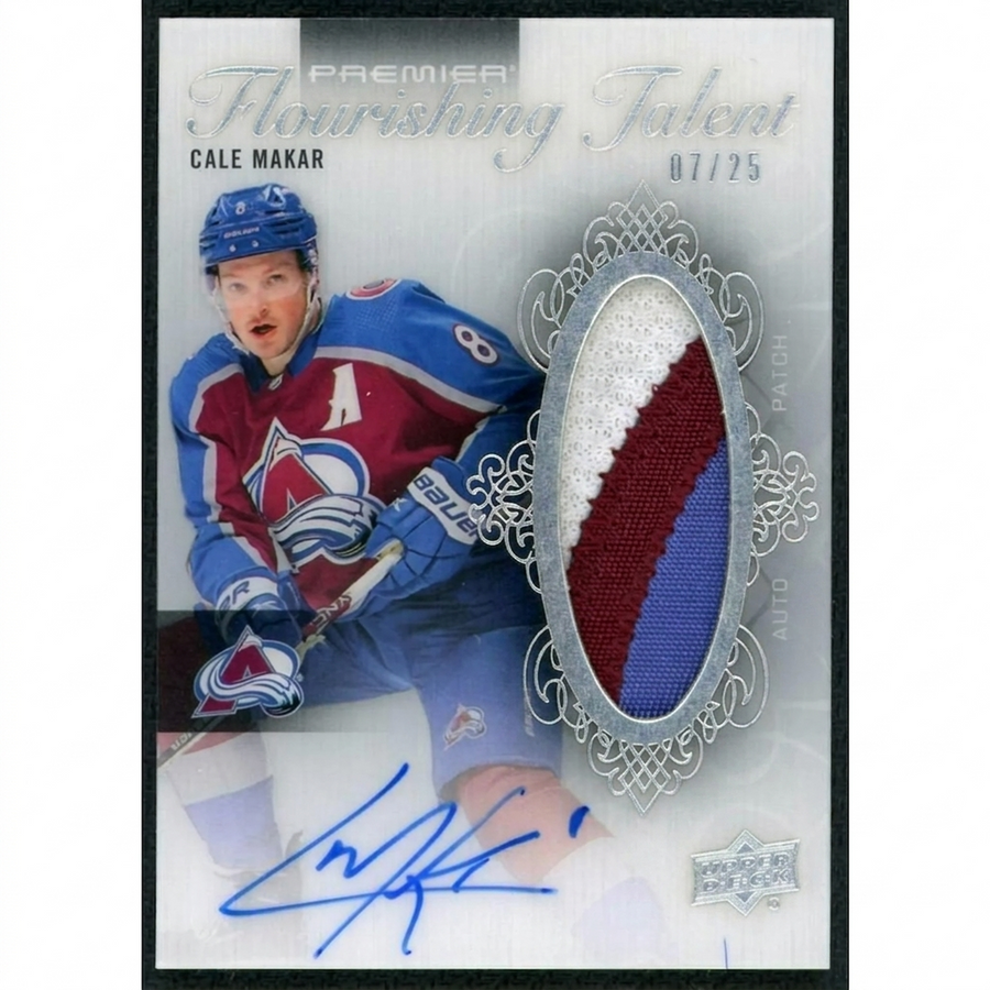 Cale Makar Signed Upper Deck Premier Patch Auto | 2023-24 Flourishing Talent/25