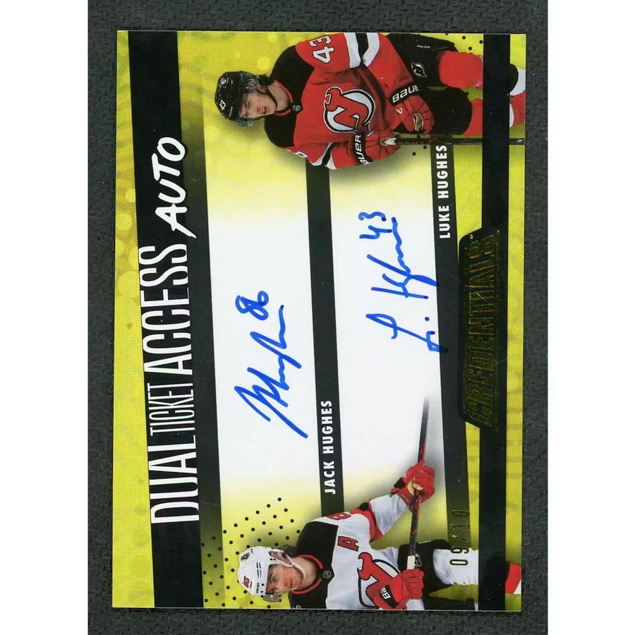 Jack Hughes & Luke Hughes Signed Dual Card | 2023-24 UD Credentials/10