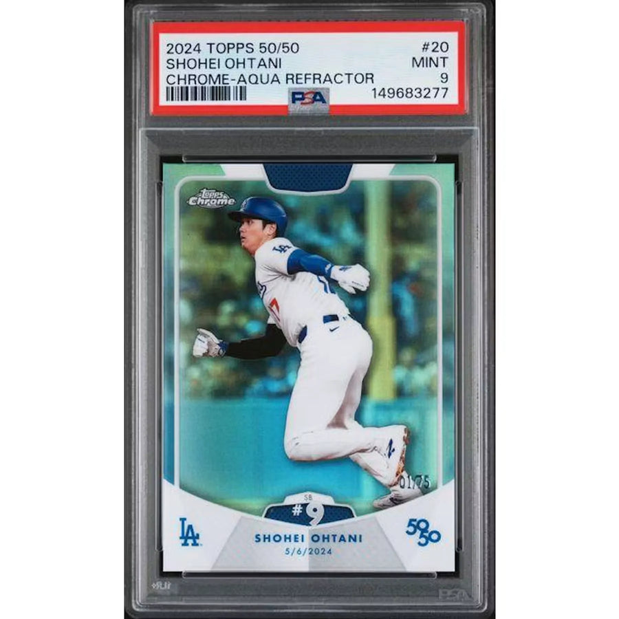 Shohei Ohtani 2024 Topps 50/50 Chrome #20 Card | PSA 9 Aqua Refractor | P5913994