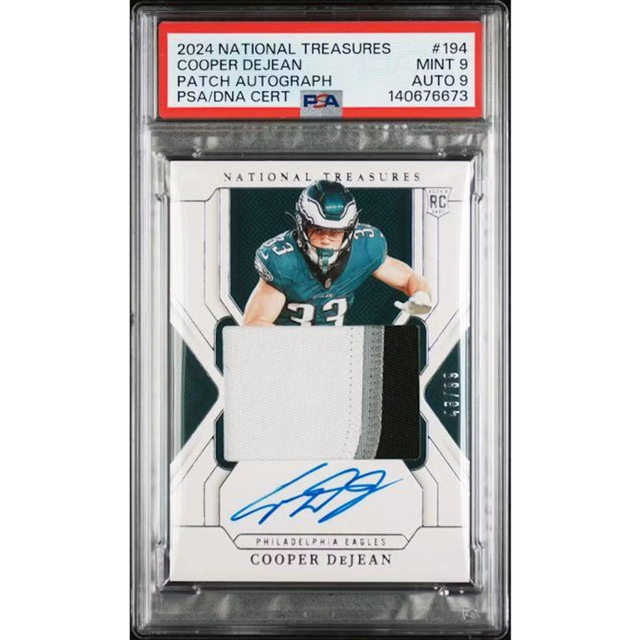 Cooper DeJean 2024 Panini National Treasures Rookie Patch Auto | PSA 9 | P5914094