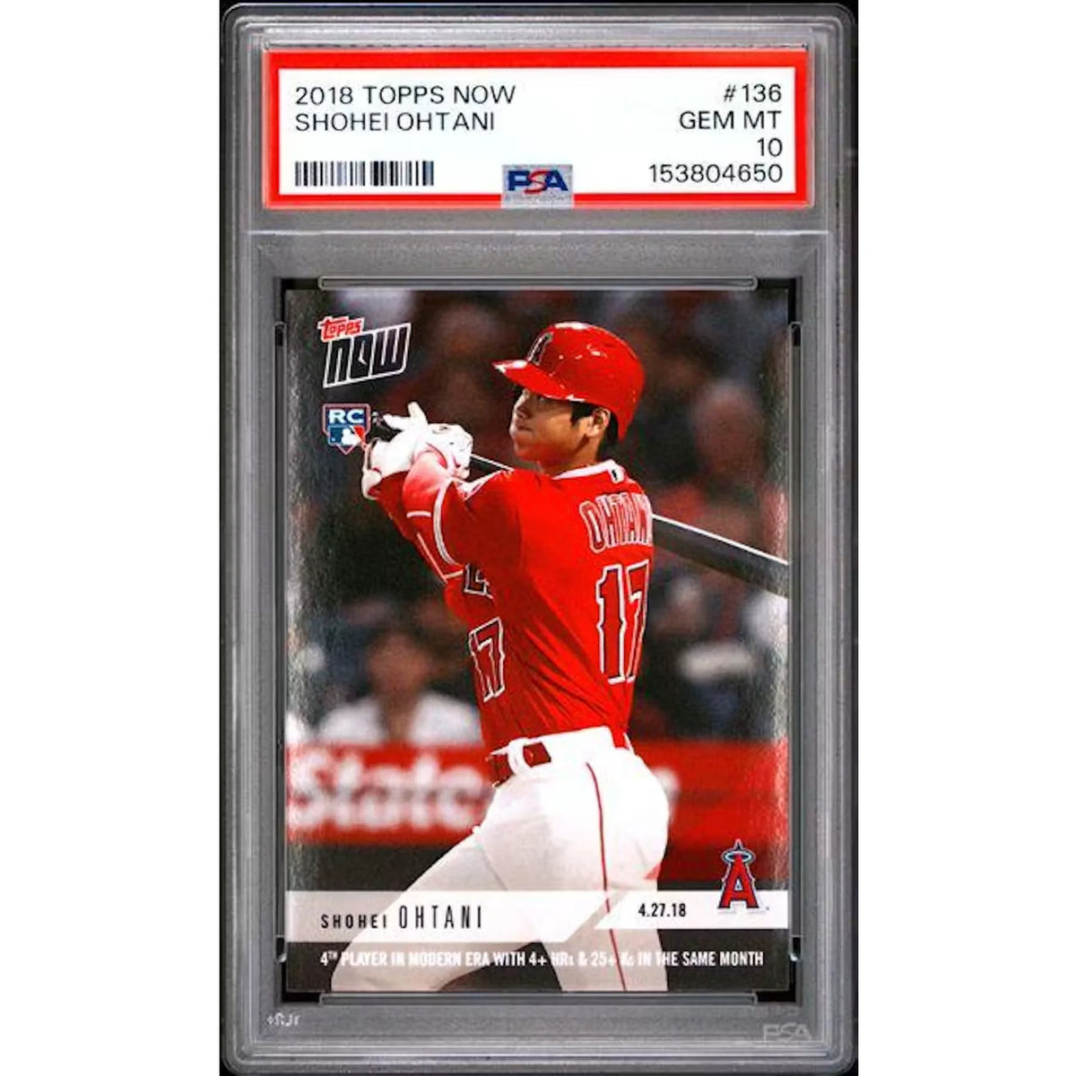 Shohei Ohtani 2018 Topps Now Rookie Card #136 | PSA 10 | P5914096