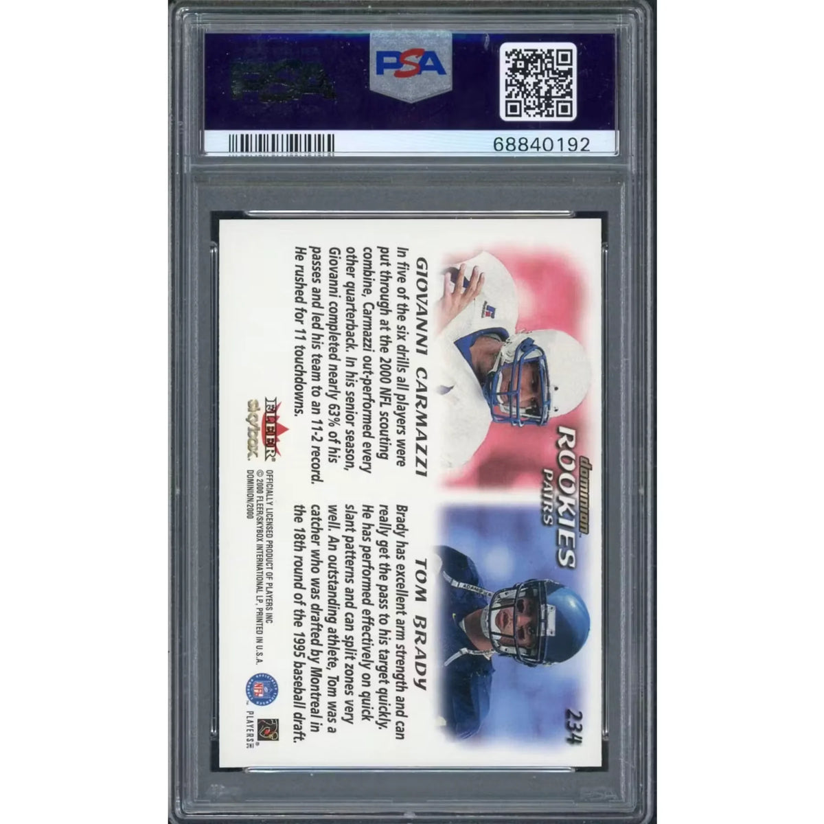 Tom Brady 2000 Skybox Rookie Extra #234 | PSA 8 | P5914169
