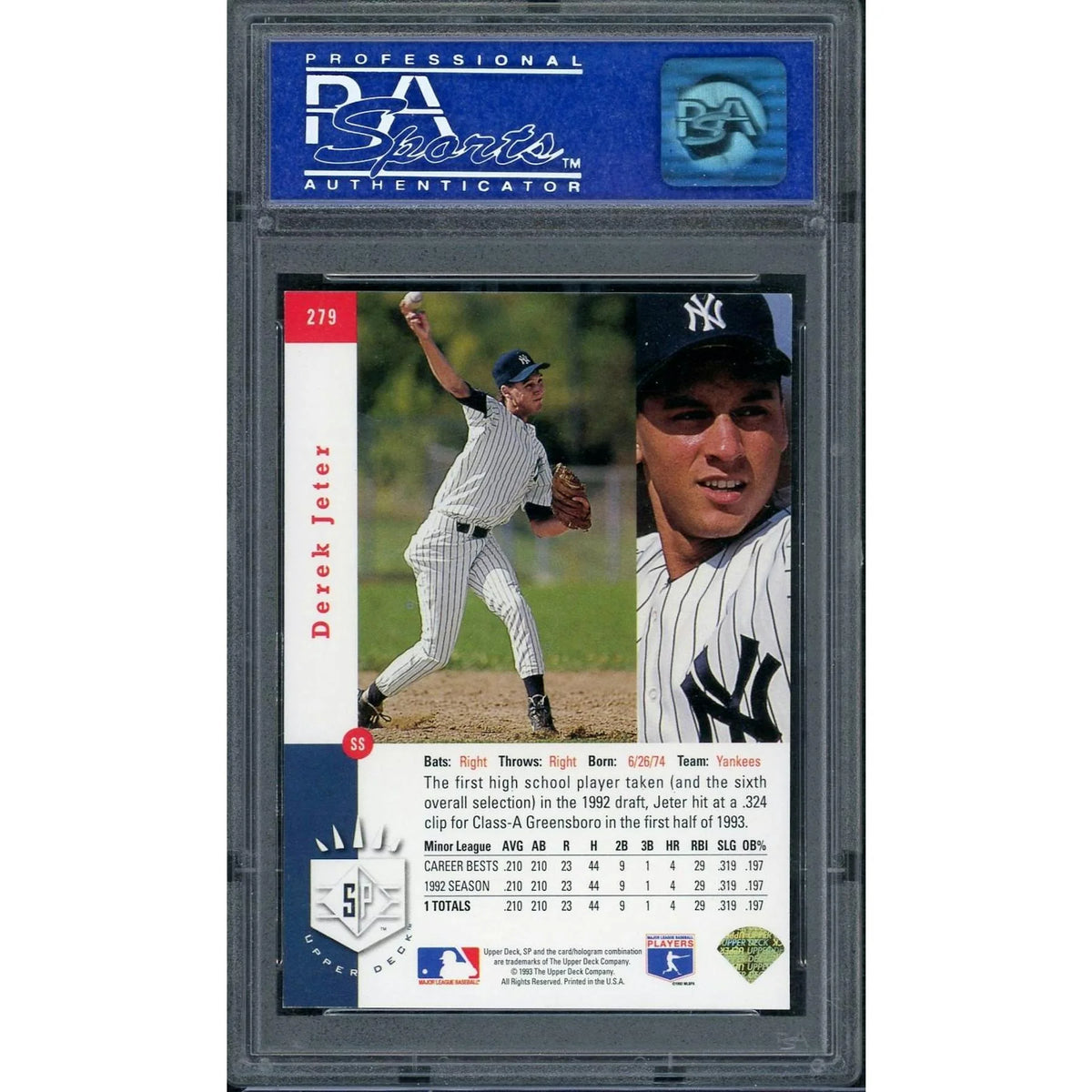Derek Jeter 1993 Upper Deck SP Foil Rookie #279 | PSA 7 | P5914200