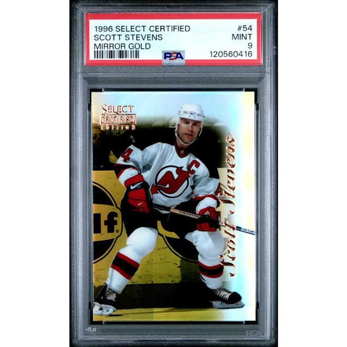Scott Stevens 1996-97 Select Certified Mirror Gold Card #54 | PSA 9 | P5914201