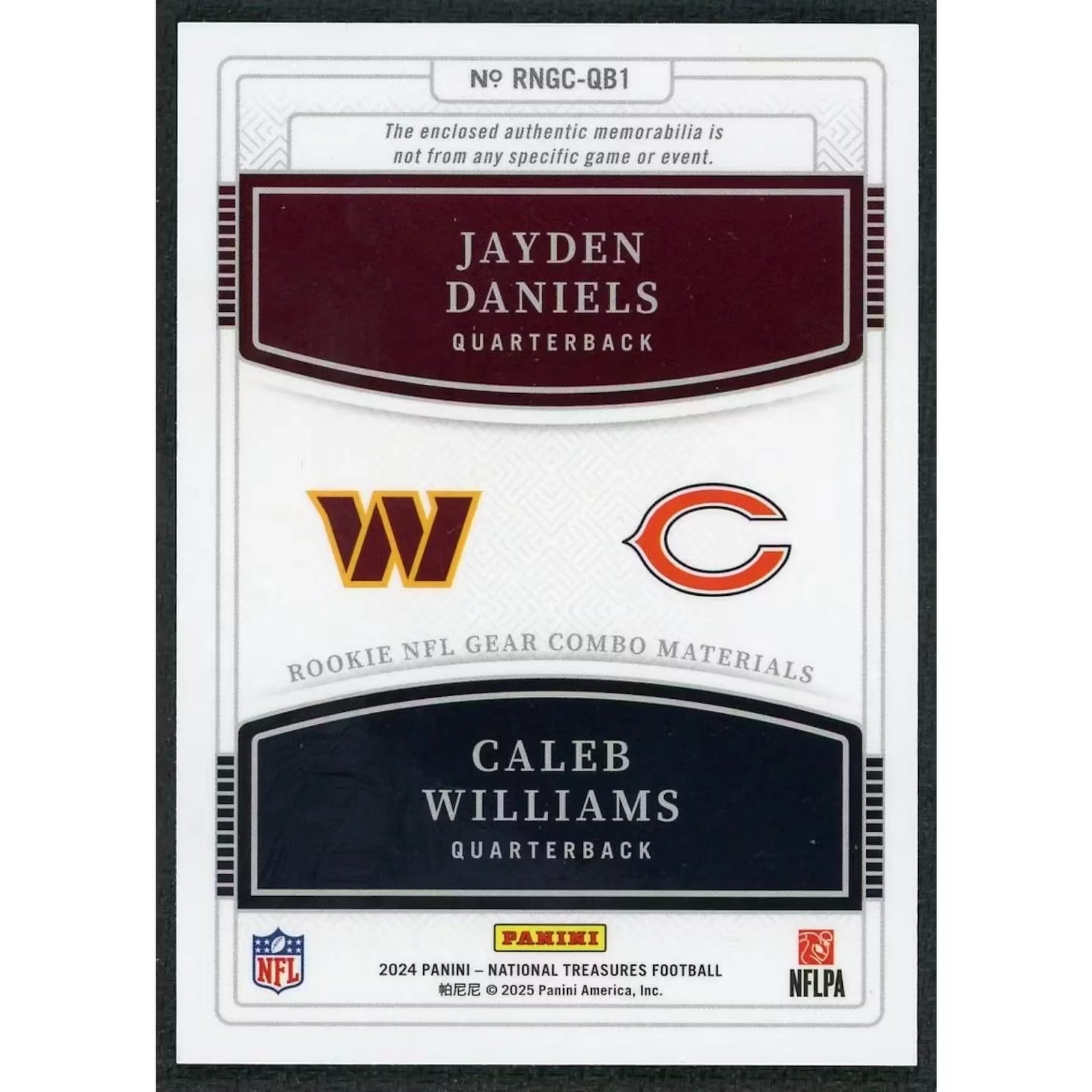 Jayden Daniels Caleb Williams 2024 Panini National Treasures Rookie Patch |/49