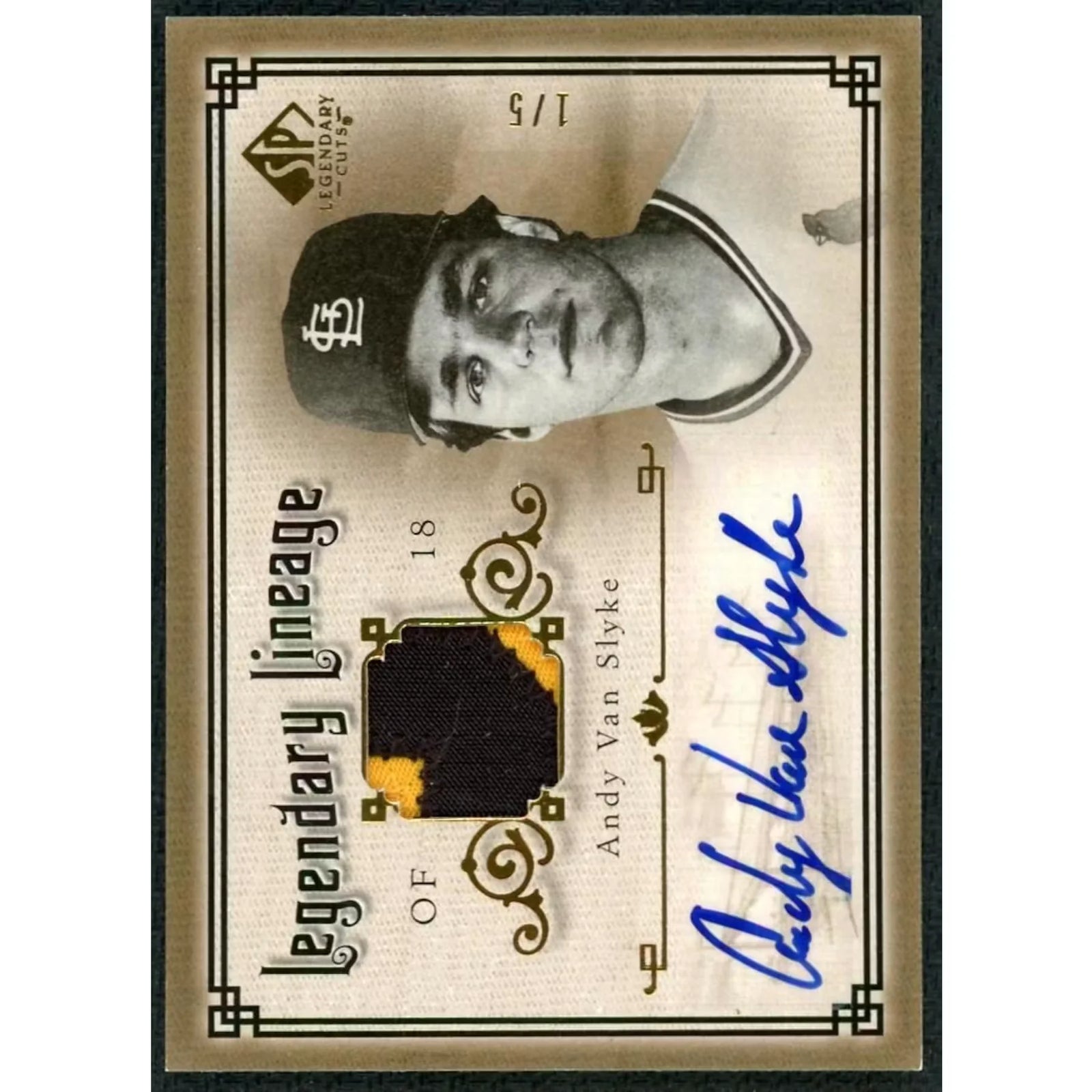 Andy Van Slyke Signed Patch Card | 2005 Upper Deck SP Legendary Cuts Auto/5