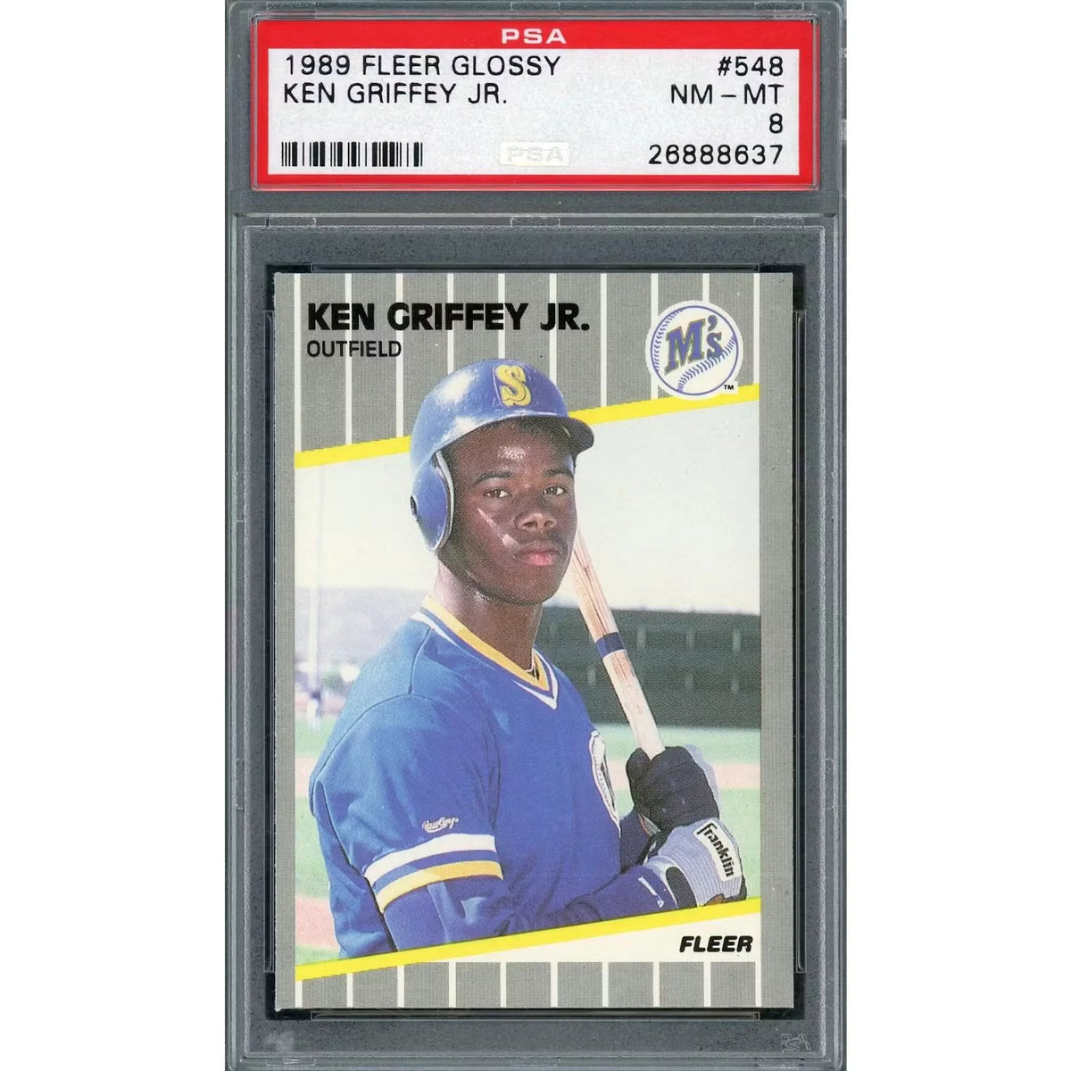 Ken Griffey Jr. 1989 Fleer Glossy Rookie Card #548 | PSA 8 | P5914279