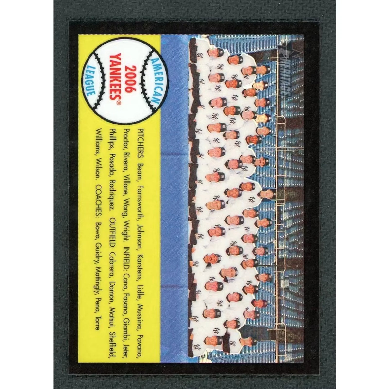 2007 Topps Heritage 2006 Yankees Black Chrome Card |/58