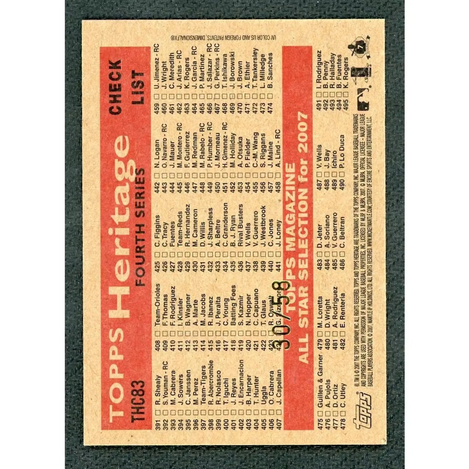 2007 Topps Heritage 2006 Yankees Black Chrome Card |/58