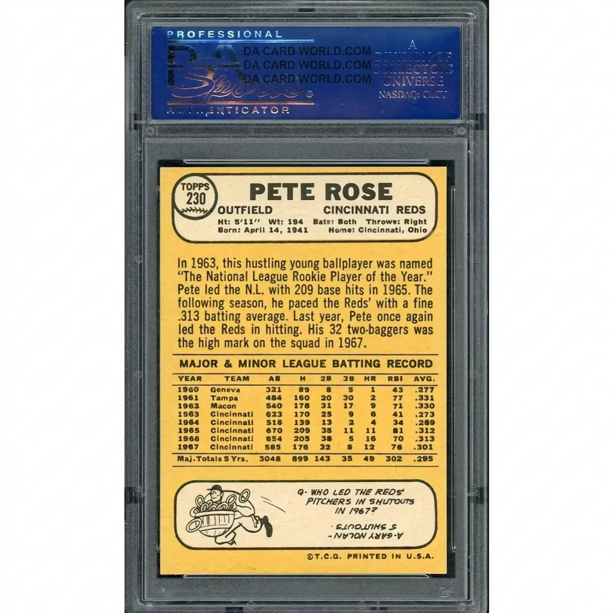 Pete Rose 1968 Topps Card #230 | PSA 7 | P5914650