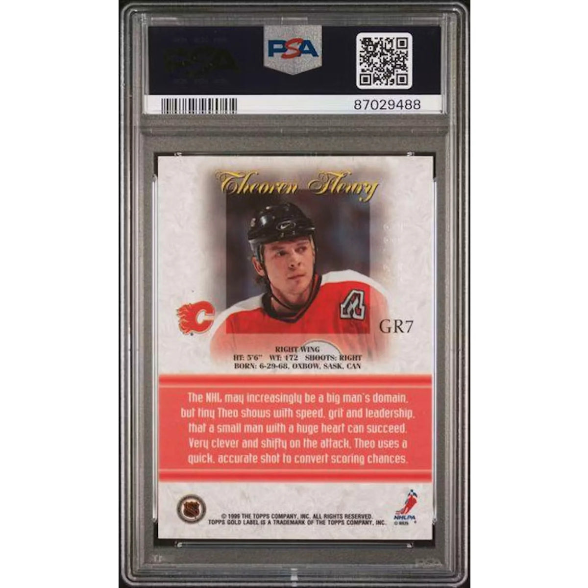 Theoren Fleury 1998 Topps Gold Label Goal Race Red Label #GR7 | PSA 10 | P5914651