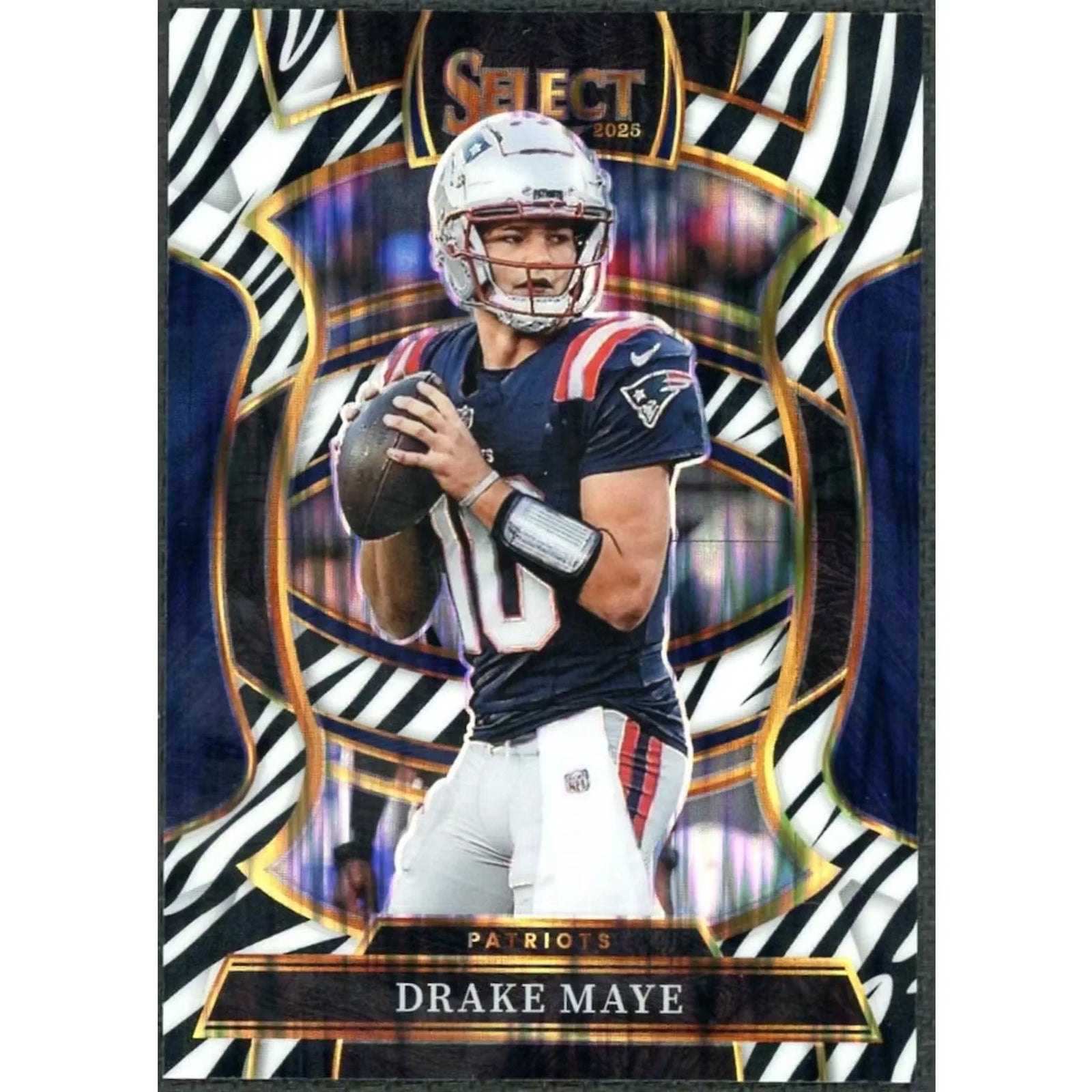 Drake Maye 2025 Panini Select Zebra Prizm Concourse #80