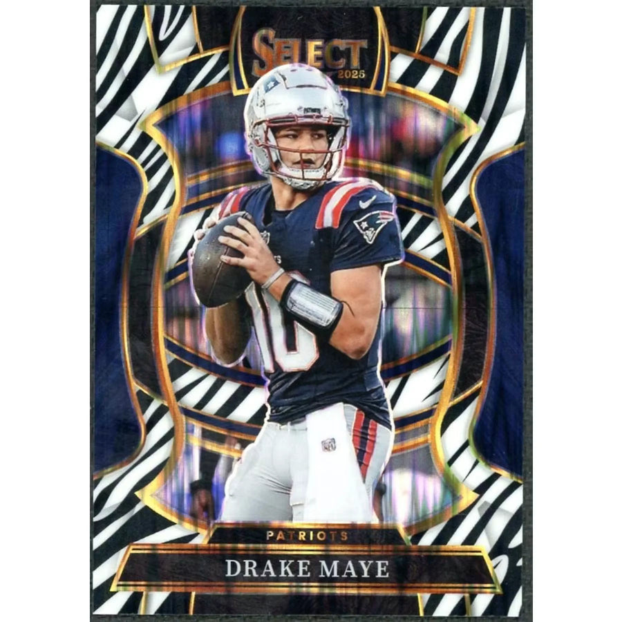 Drake Maye 2025 Panini Select Zebra Prizm Concourse #80