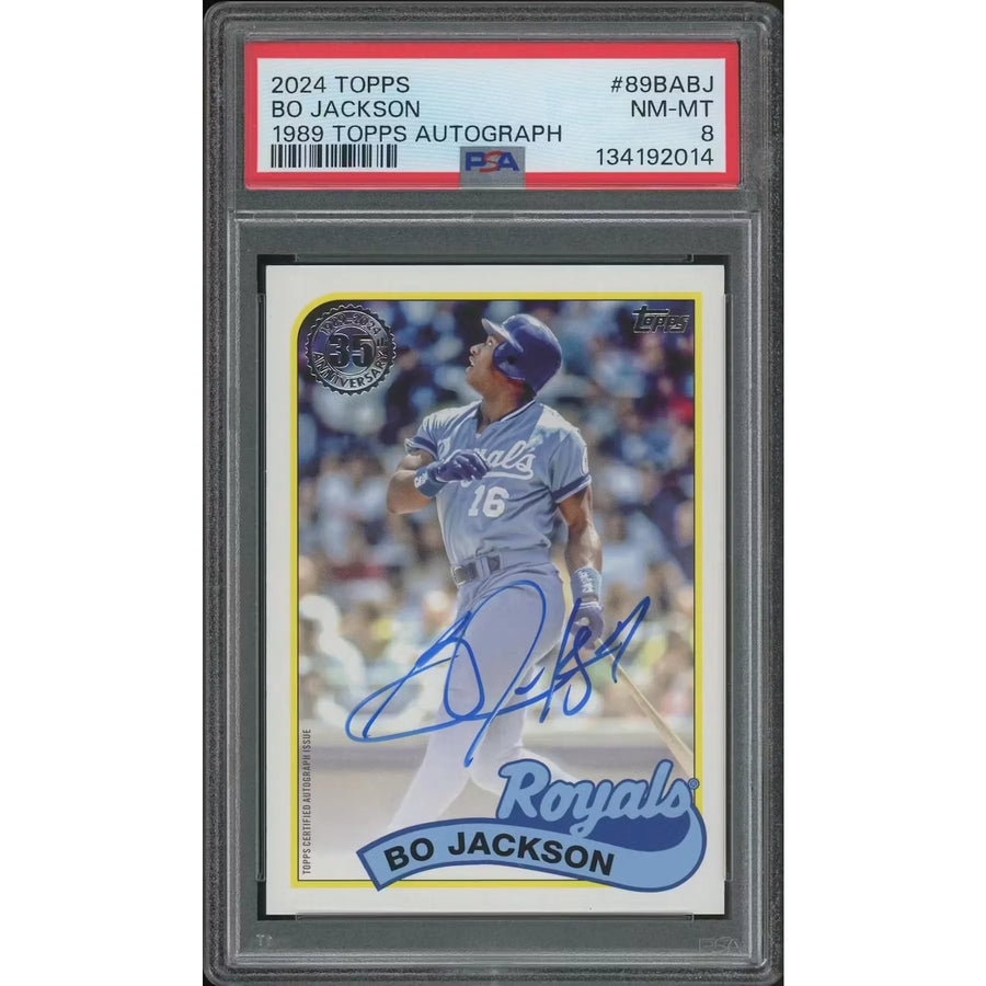 Bo Jackson Signed 1989 2024 Topps Baseball Card | PSA 8 NM-MT