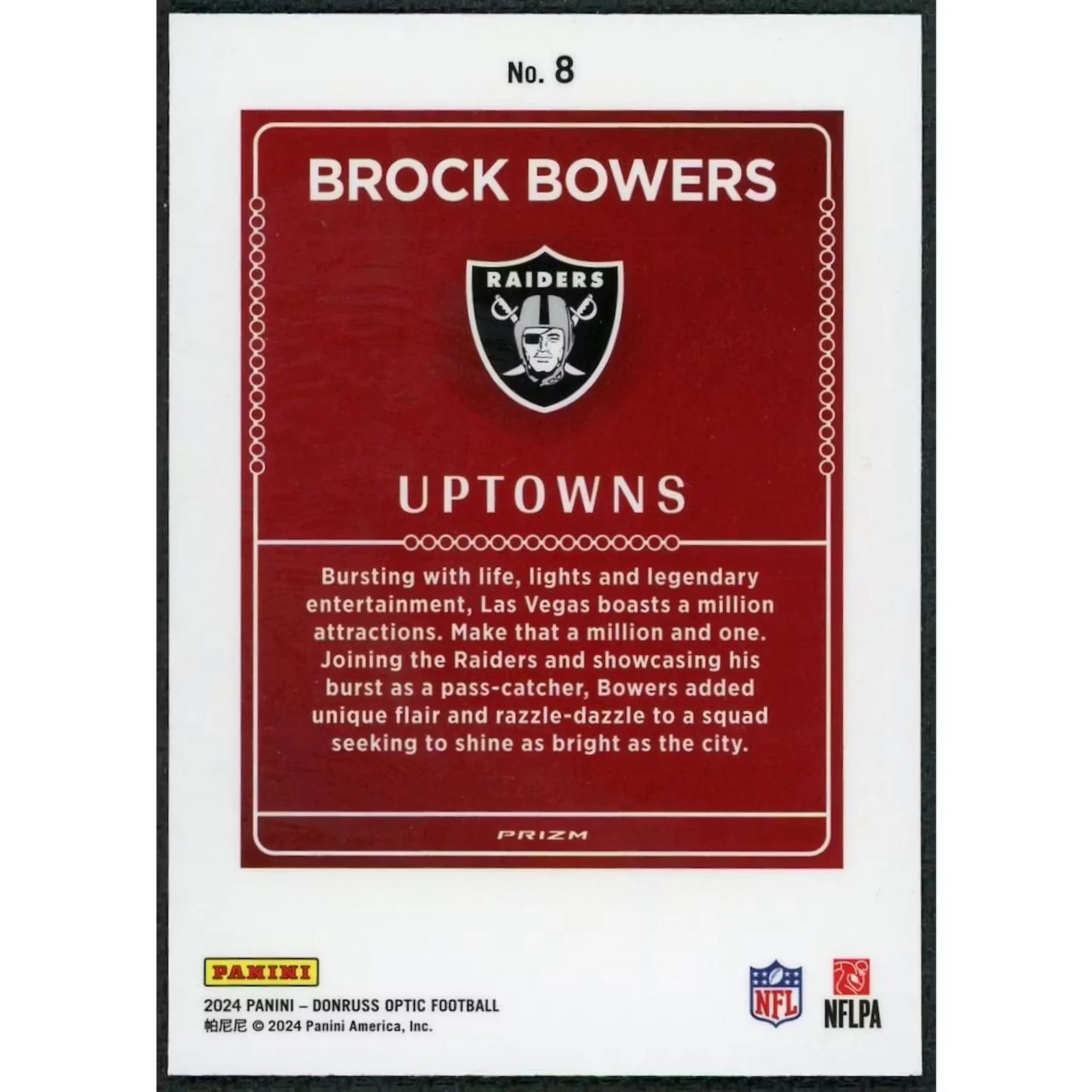Brock Bowers 2024 Panini Donruss Optic Uptowns Rookie #8