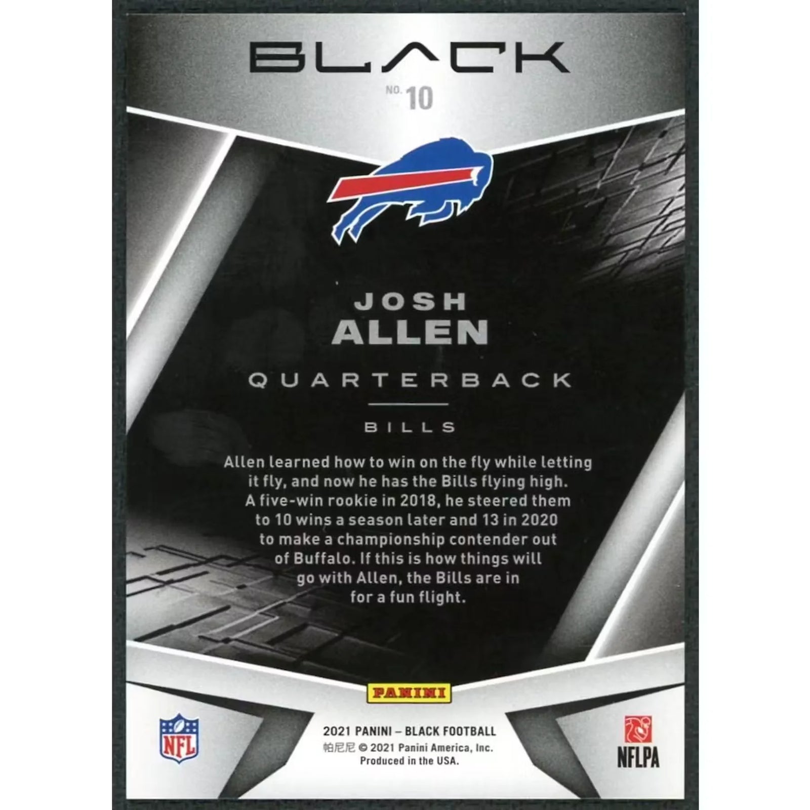 Josh Allen 2021 Panini Black #10 Card | Red Parallel/8