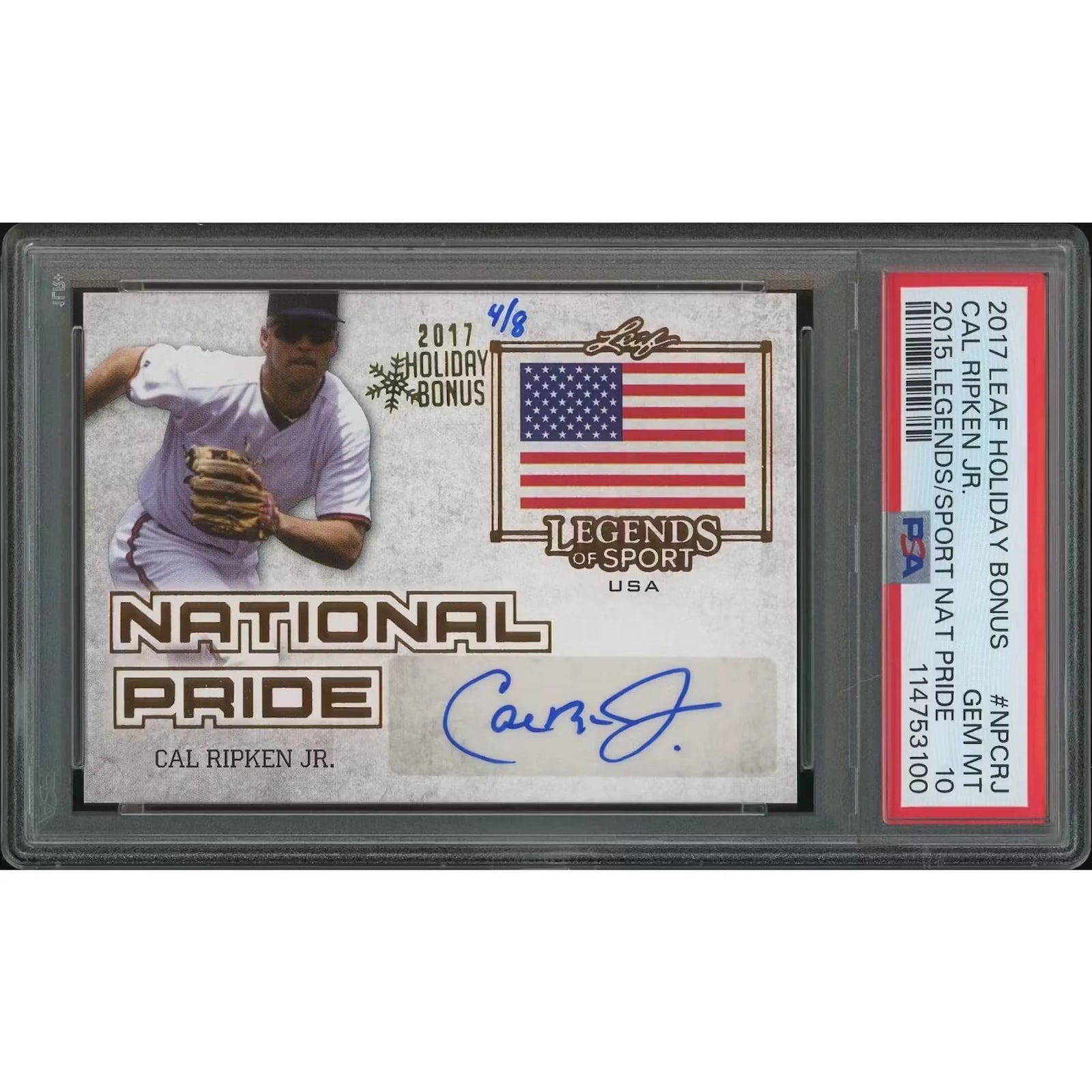 Cal Ripken Jr. Signed 2017 Leaf Holiday Bonus #4 Card | PSA 10 Gem Mint