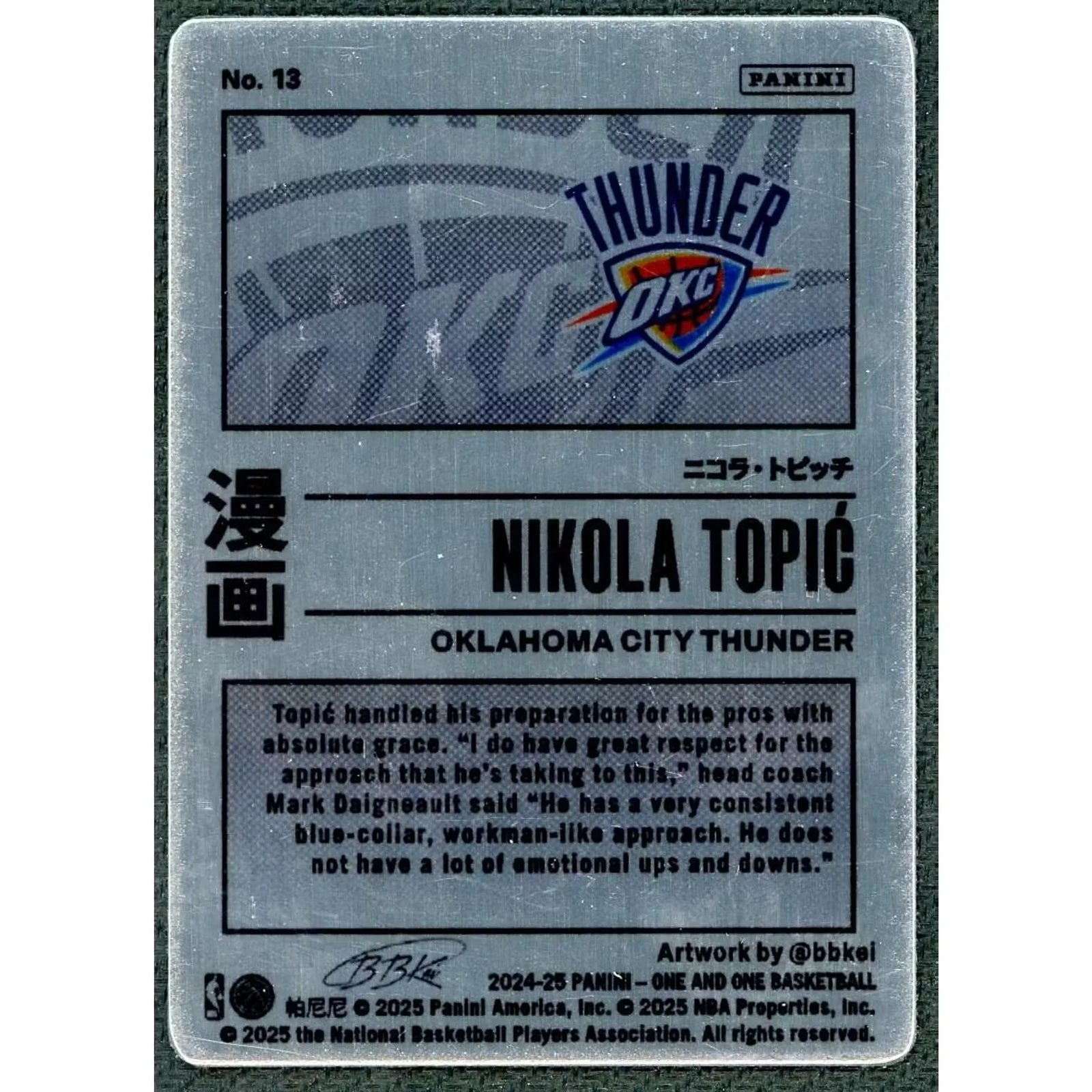 Nikola Topic 2024-25 Panini One and One Rookie Manga #13