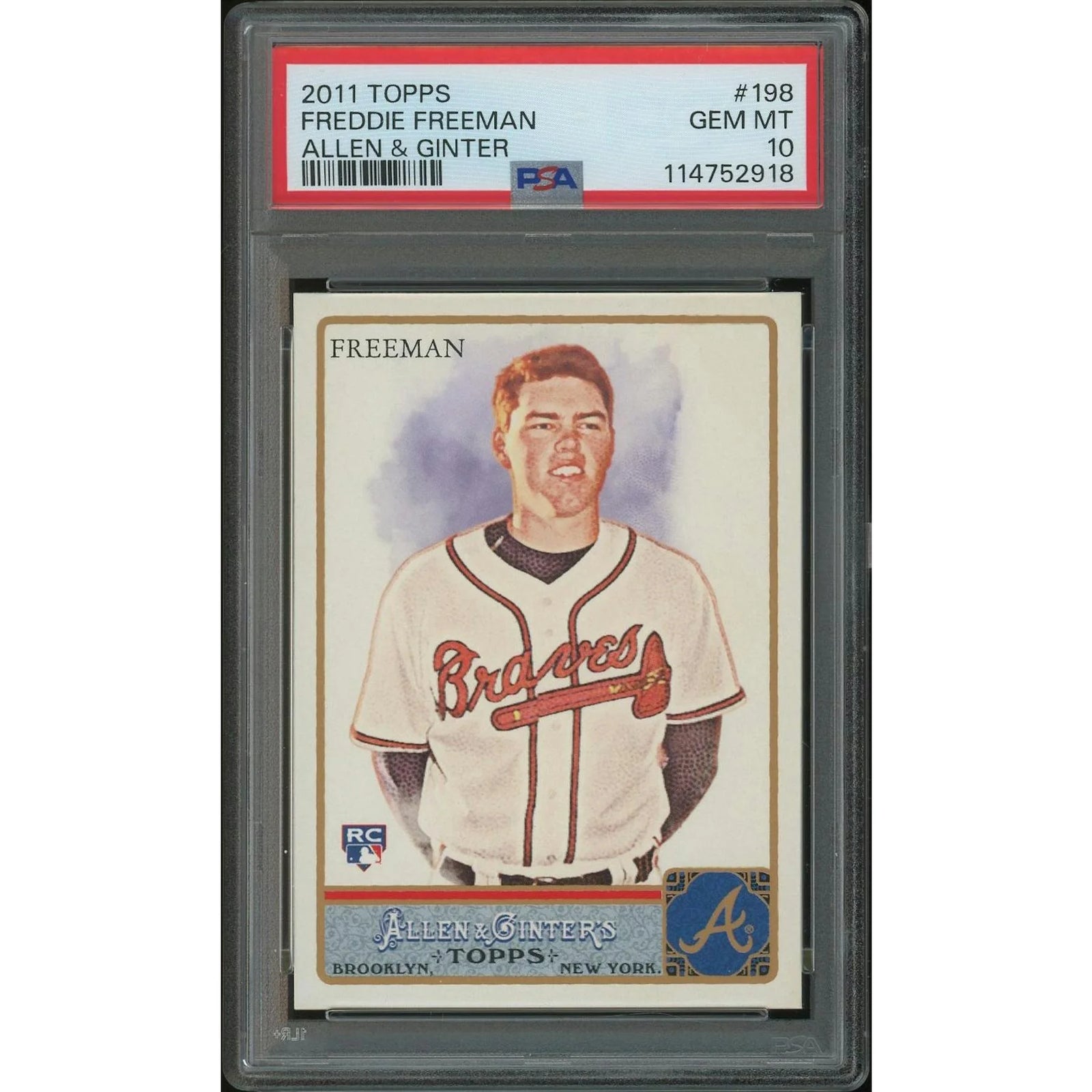Freddie Freeman 2011 Topps Allen & Ginter Rookie #198 Card | PSA 10 Gem Mint