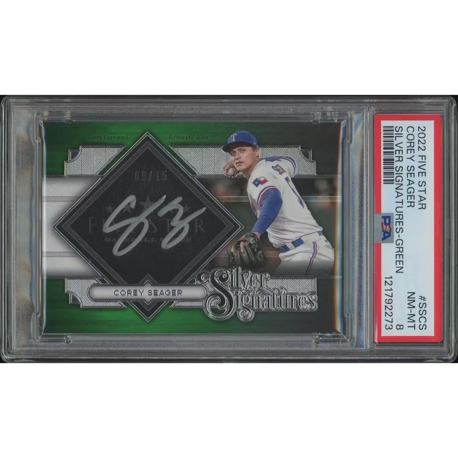 Corey Seager Signed 2022 Topps Five Star #09 Card | PSA 8 NM-MT