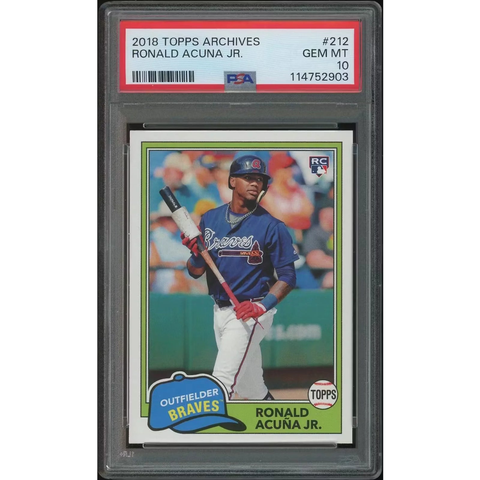 Ronald Acuna Jr. 2018 Topps Archives Rookie #212 Card | PSA 10 Gem Mint