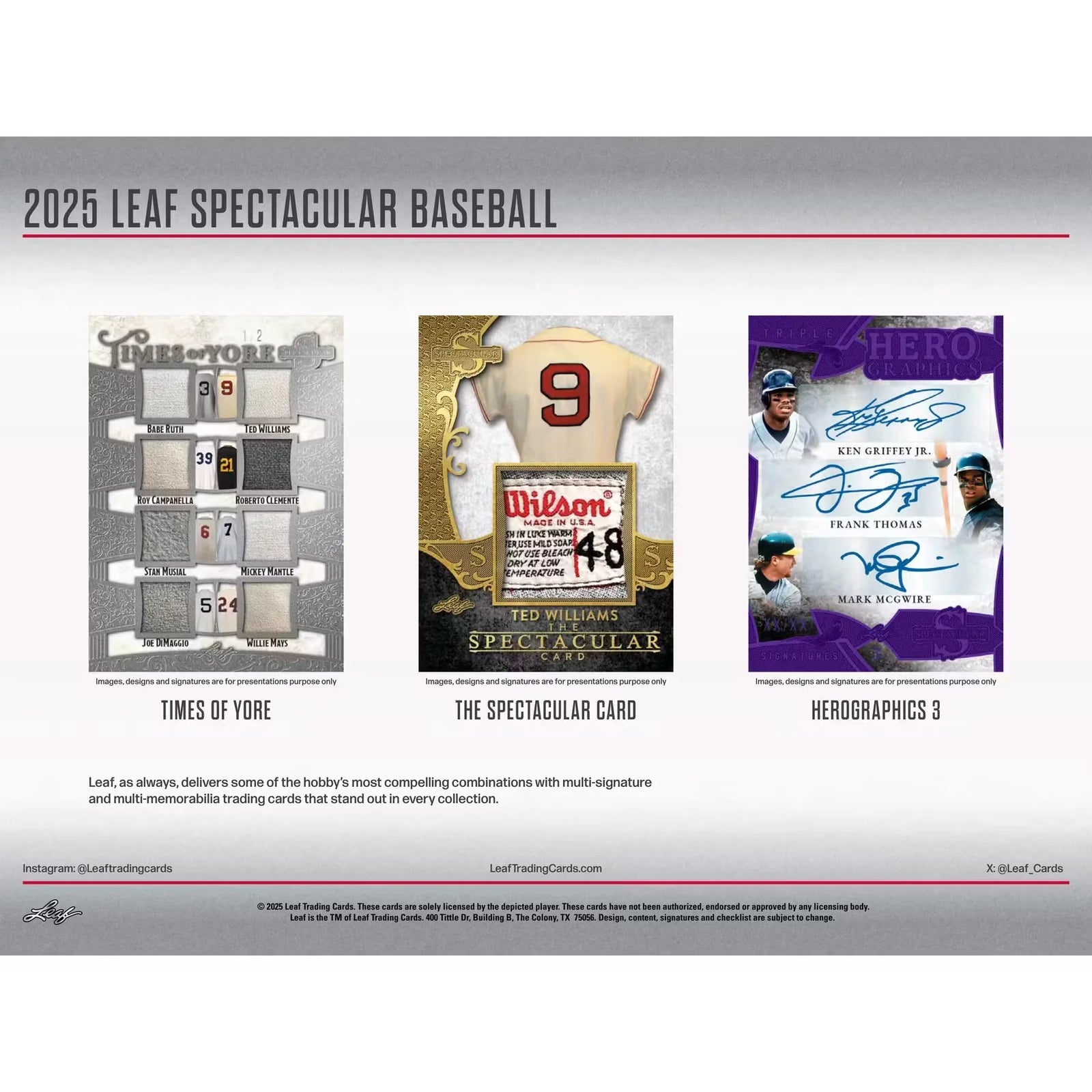 2025 Leaf Spectacular Baseball Hobby 3-Box Case (Ships Sealed Only)