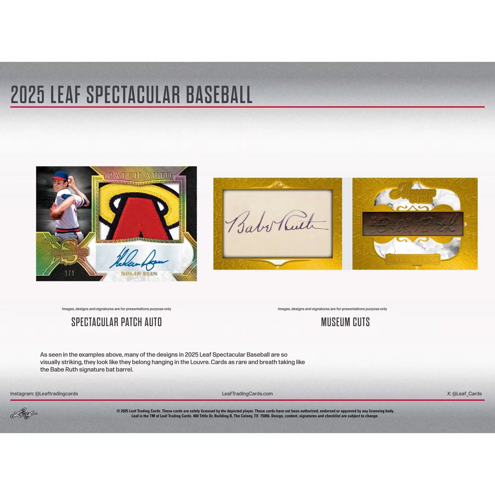 2025 Leaf Spectacular Baseball Hobby 3-Box Case (Ships Sealed Only)