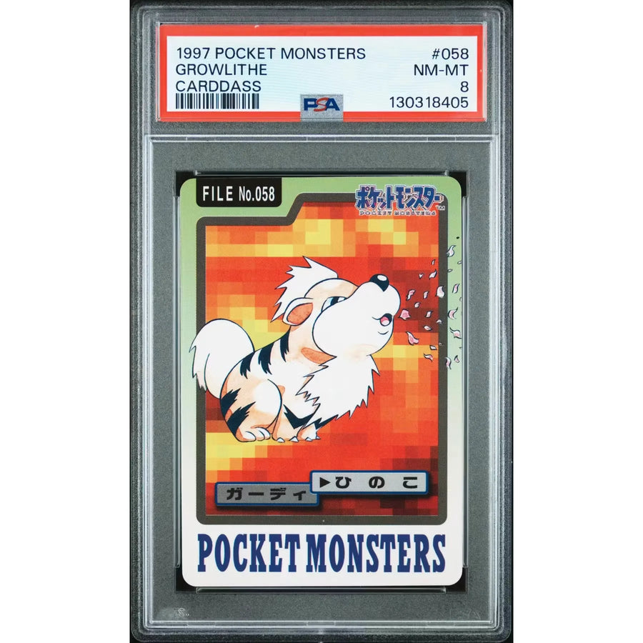 Pokemon 1997 Bandai CardDass Growlithe 058 | PSA 8