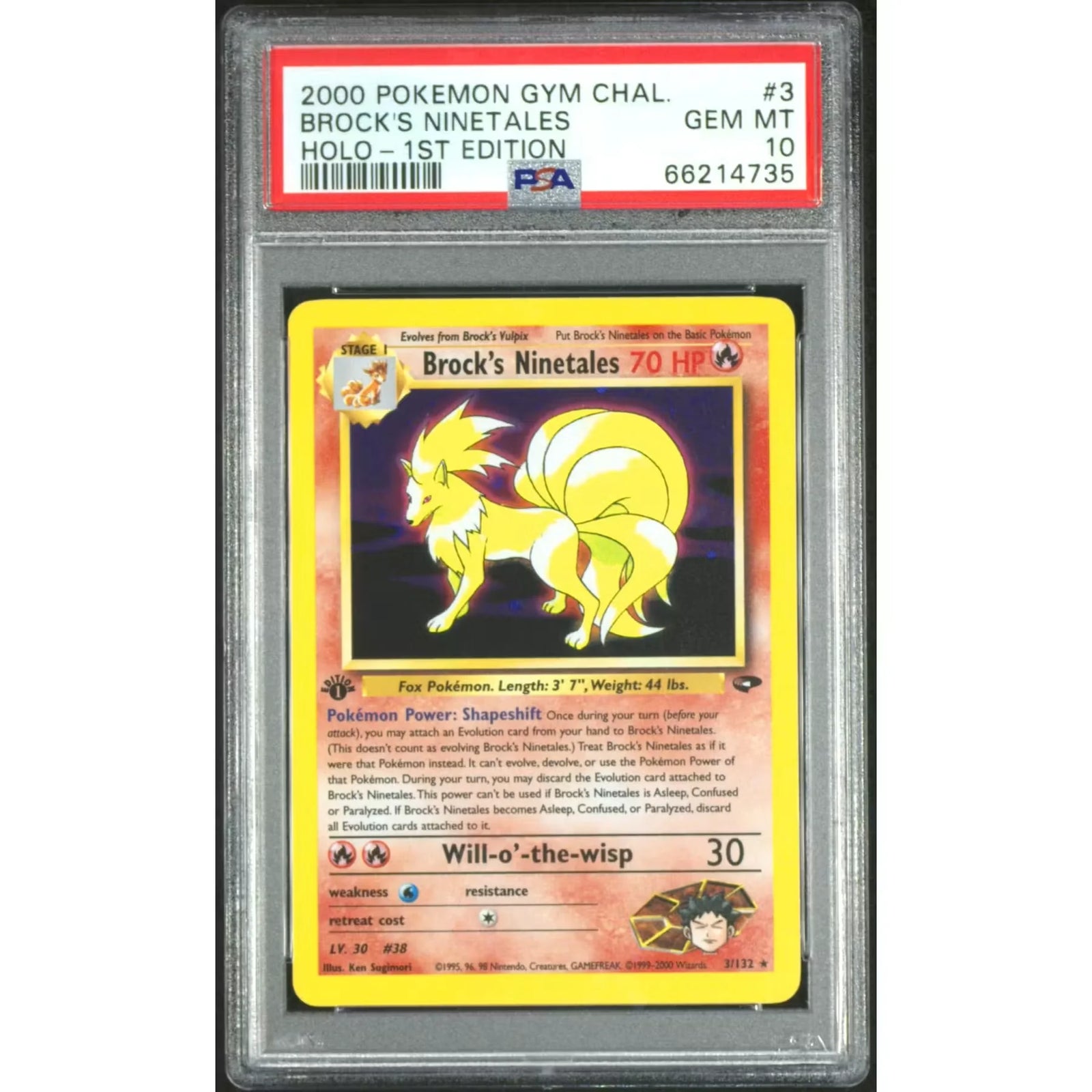 Brock's Ninetales Holo 1st Edition 3/132 | 2000 Gym Challenge PSA 10