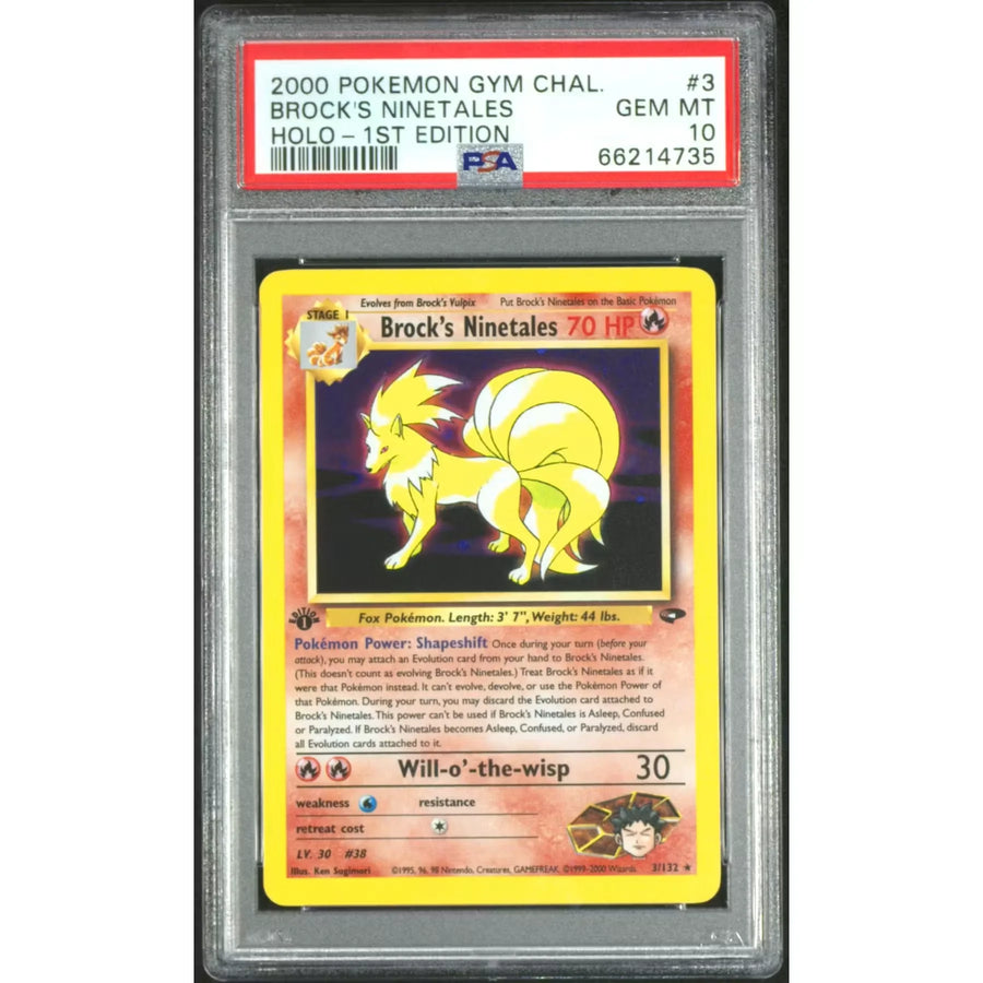 Brock's Ninetales Holo 1st Edition 3/132 | 2000 Gym Challenge PSA 10