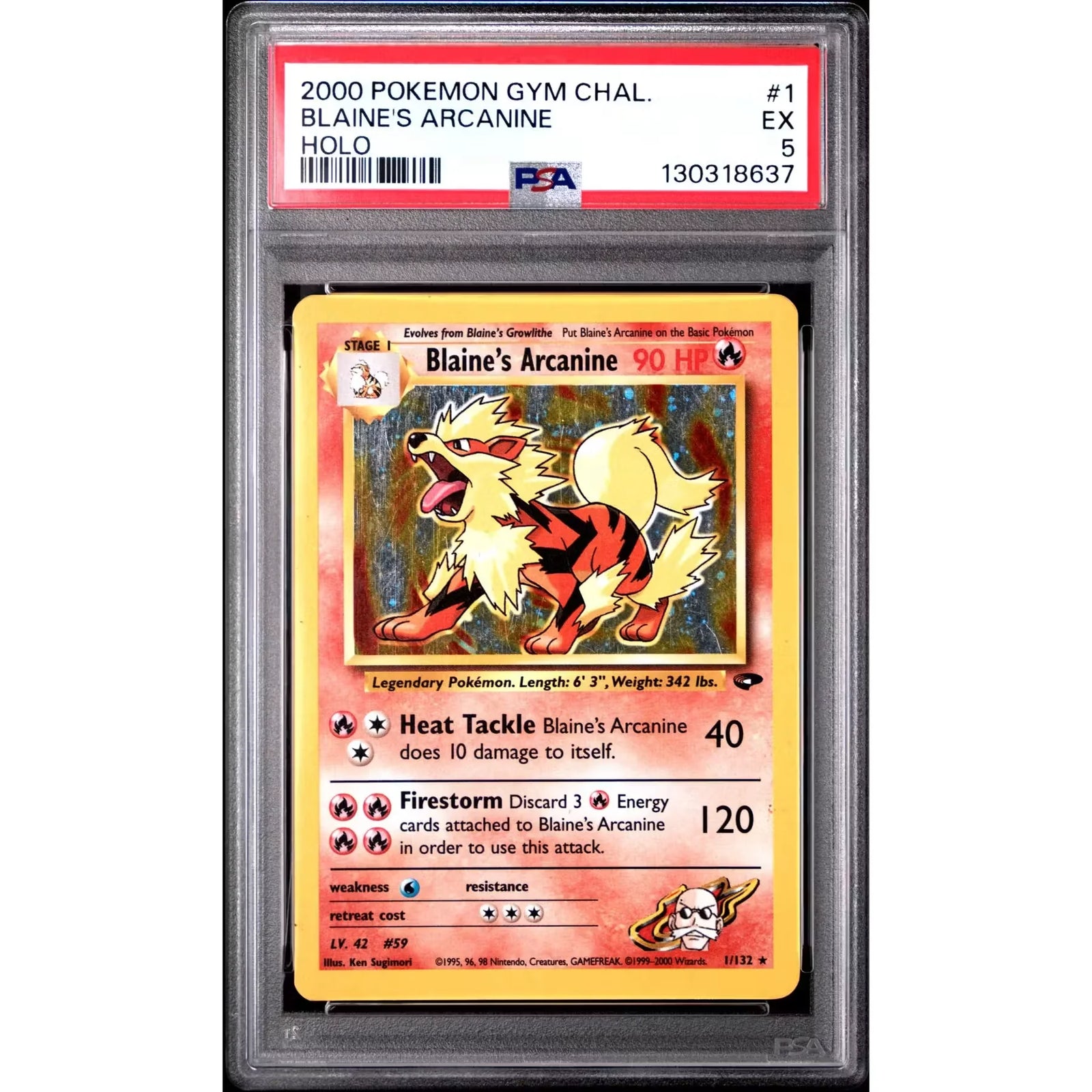Blaine's Arcanine 1/132 Pokemon Gym Challenge Card | PSA 5