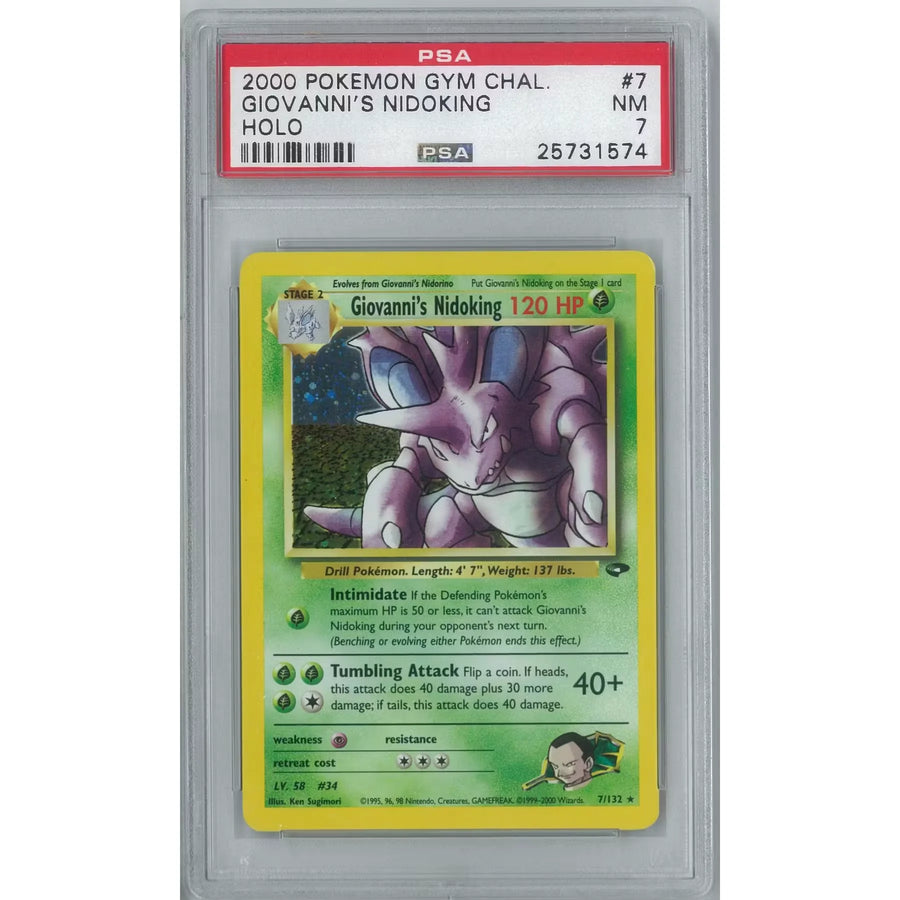 Giovanni's Nidoking 7/132 Pokemon Card | Gym Challenge PSA 7