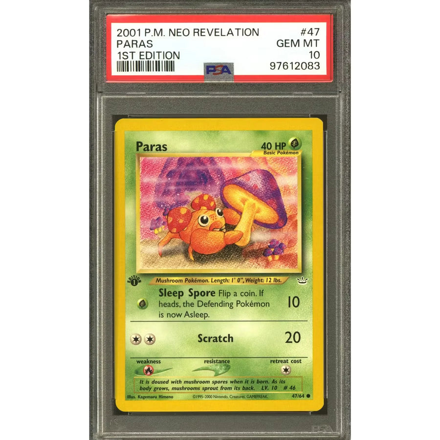 Pokemon Neo Revelation 1st Edition Paras 47/64 | PSA 10 Gem Mint