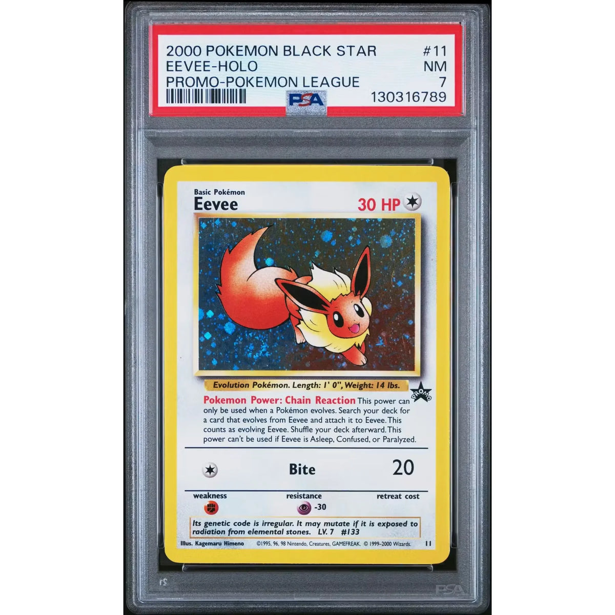 Pokemon Eevee Black Star League Promo Holo | PSA 7