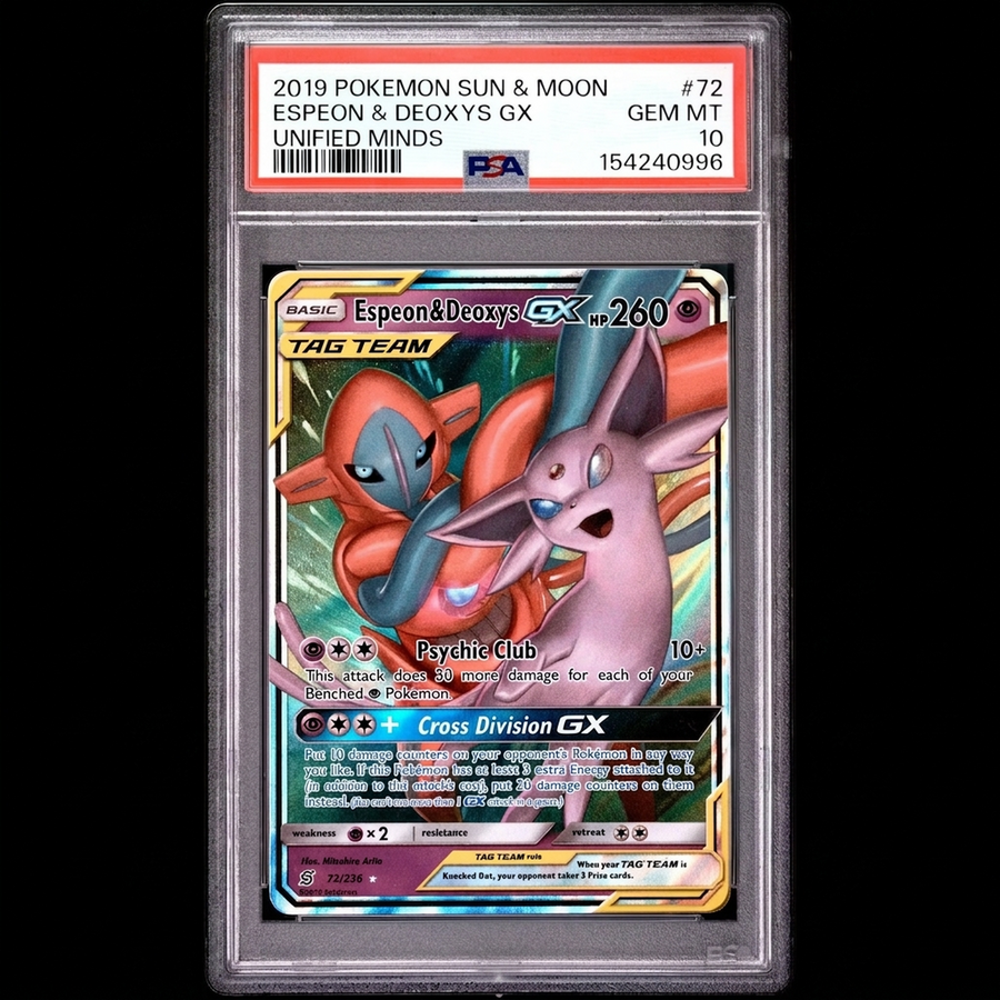 2019 Pokemon Unified Minds Espeon & Deoxys GX Tag Team #72 PSA 10 - D2