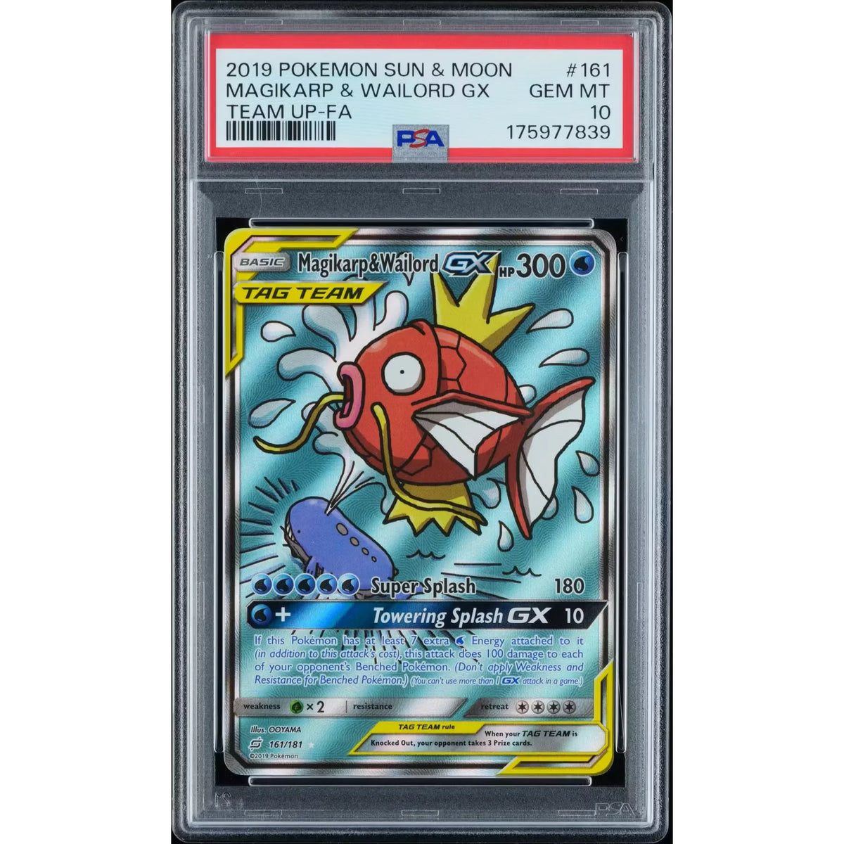 2019 Pokemon Team Up Magikarp & Wailord GX Tag Team Full Art #161 | PSA 10 | P5947508