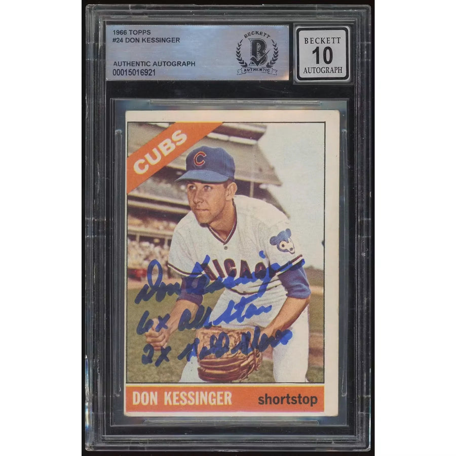 1966 Topps #24 Don Kessinger Signed Baseball Card | BAS Auto 10 | P6053166