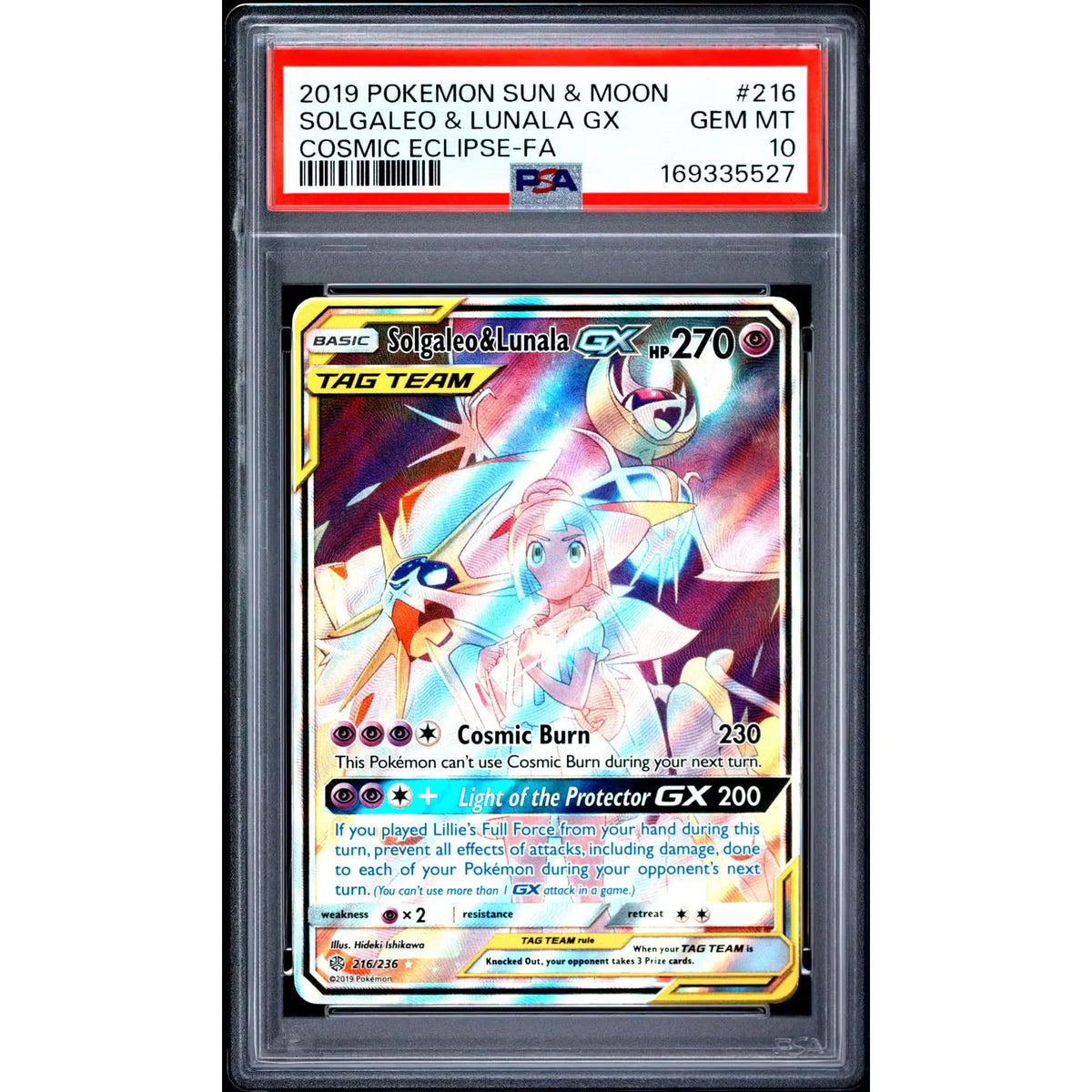2019 Pokemon Cosmic Eclipse Solgaleo & Lunala GX Tag Team | PSA 10 #216 - D2 | P6055891