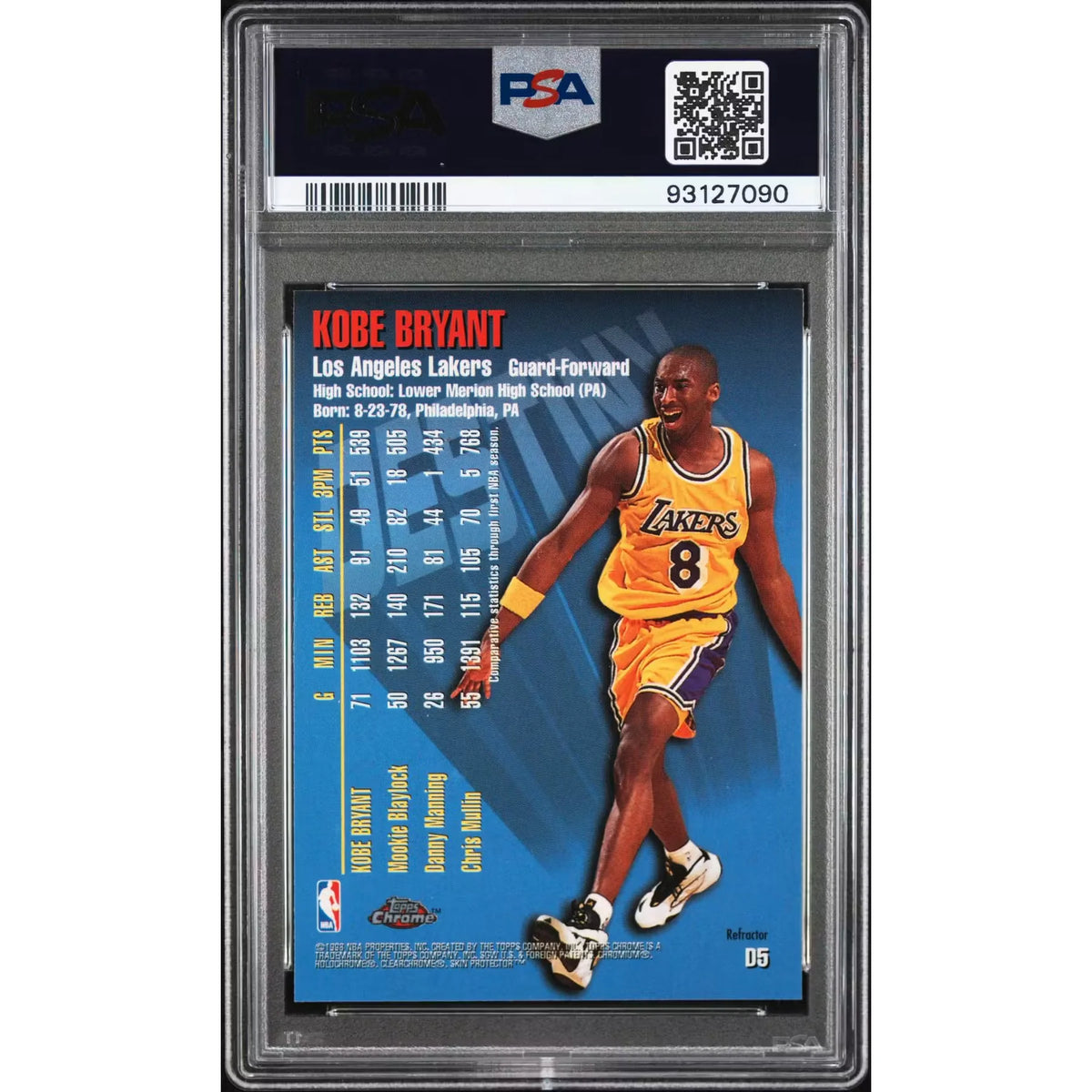 Kobe Bryant 1997 Topps Chrome Destiny Refractor #D5 | PSA 9 | P6057803