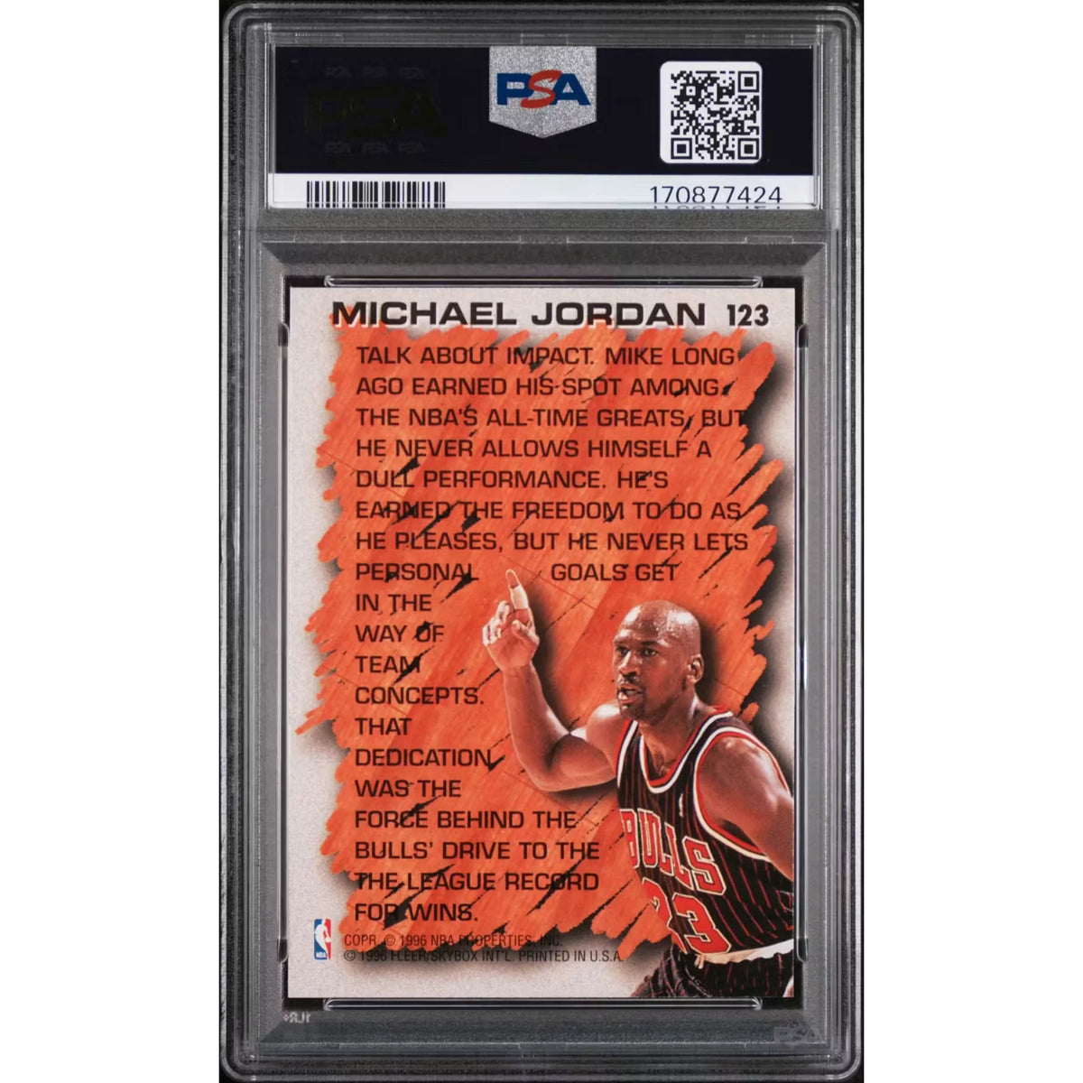 Michael Jordan 1996 Fleer Card #123 | PSA 10 Gem Mint | P6057815
