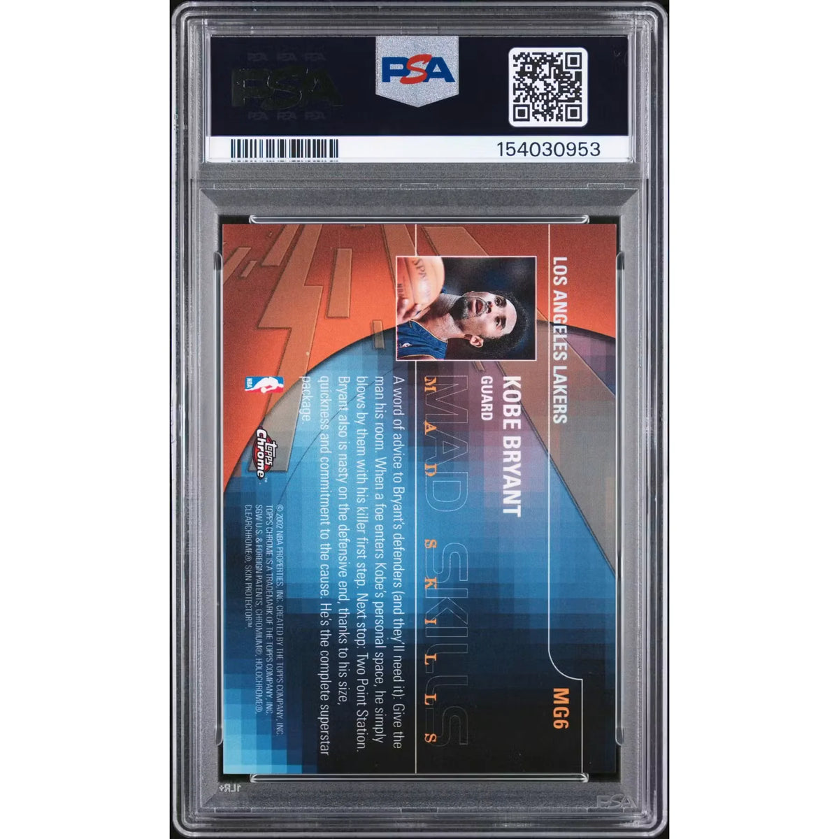 2001 Topps Chrome Kobe Bryant Mad Game #MG6 | PSA 10 | P6057922