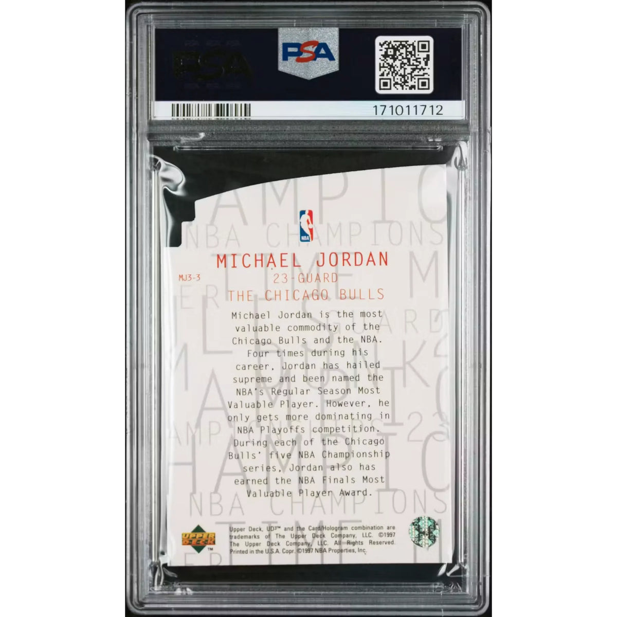 Michael Jordan 1997 UD3 MJ3 #MJ3-3 Card | PSA 9 | P6057939
