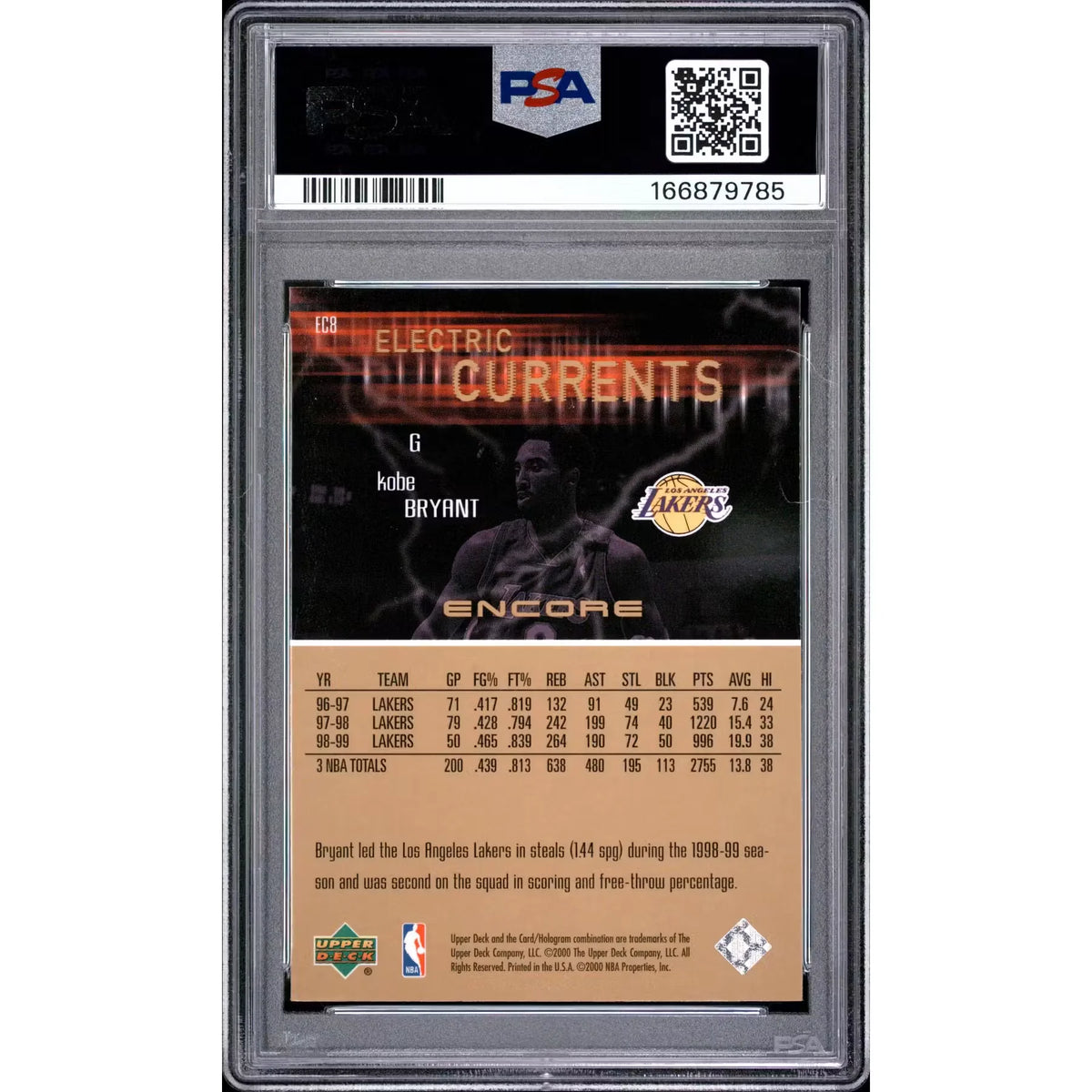 Kobe Bryant 1999 Upper Deck Encore Electric Currents #EC8 | PSA 9 | P6058007