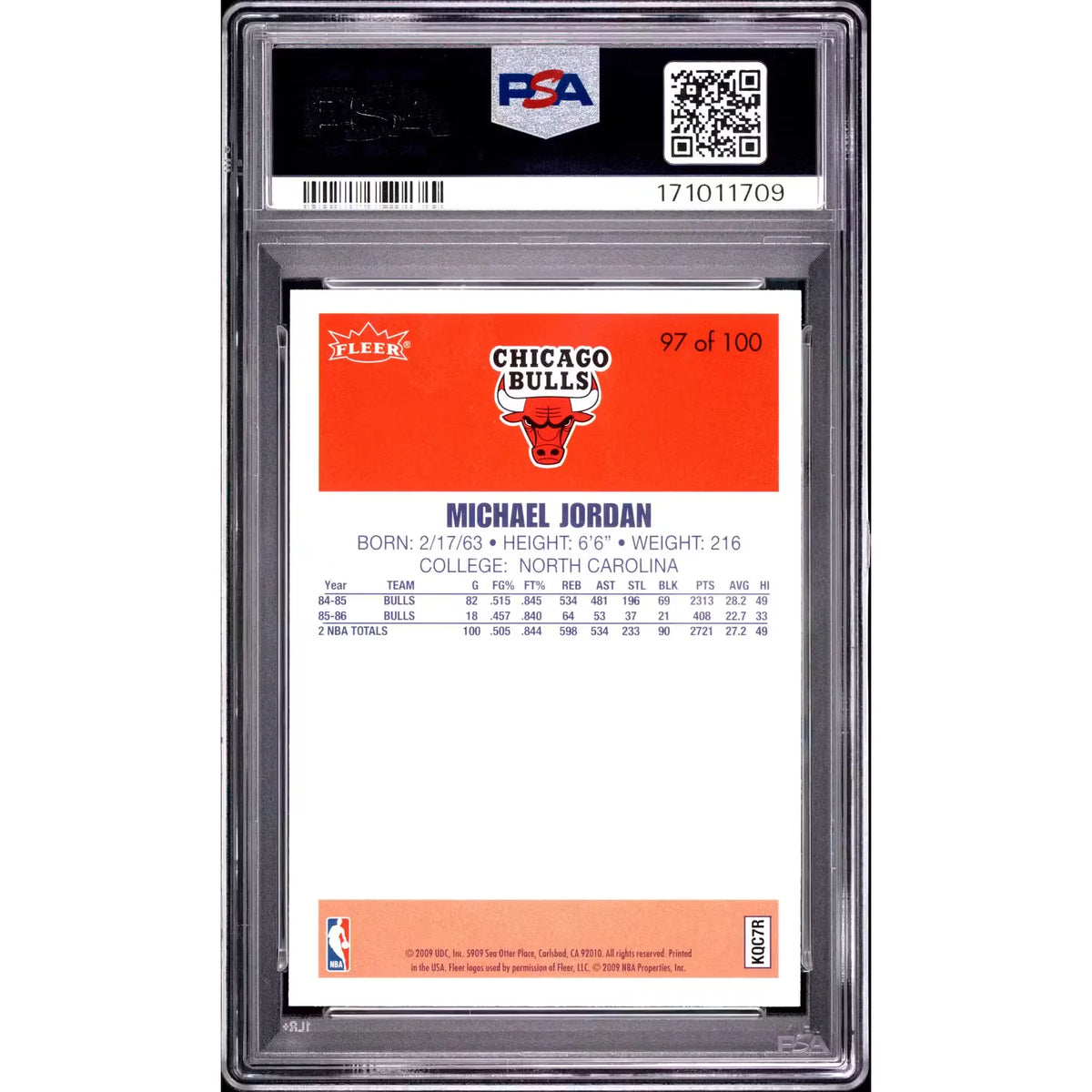 Michael Jordan 2009 Upper Deck Jordan Legacy Gold #97 | PSA 9 | P6058023