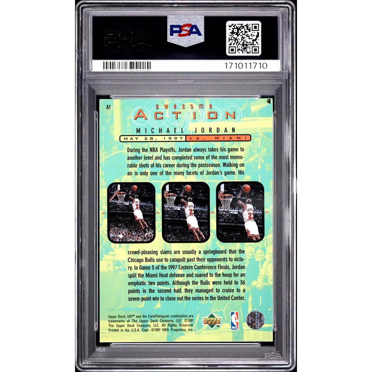 Michael Jordan 1997 UD3 Awesome Action #A1 | PSA 9 | P6058088