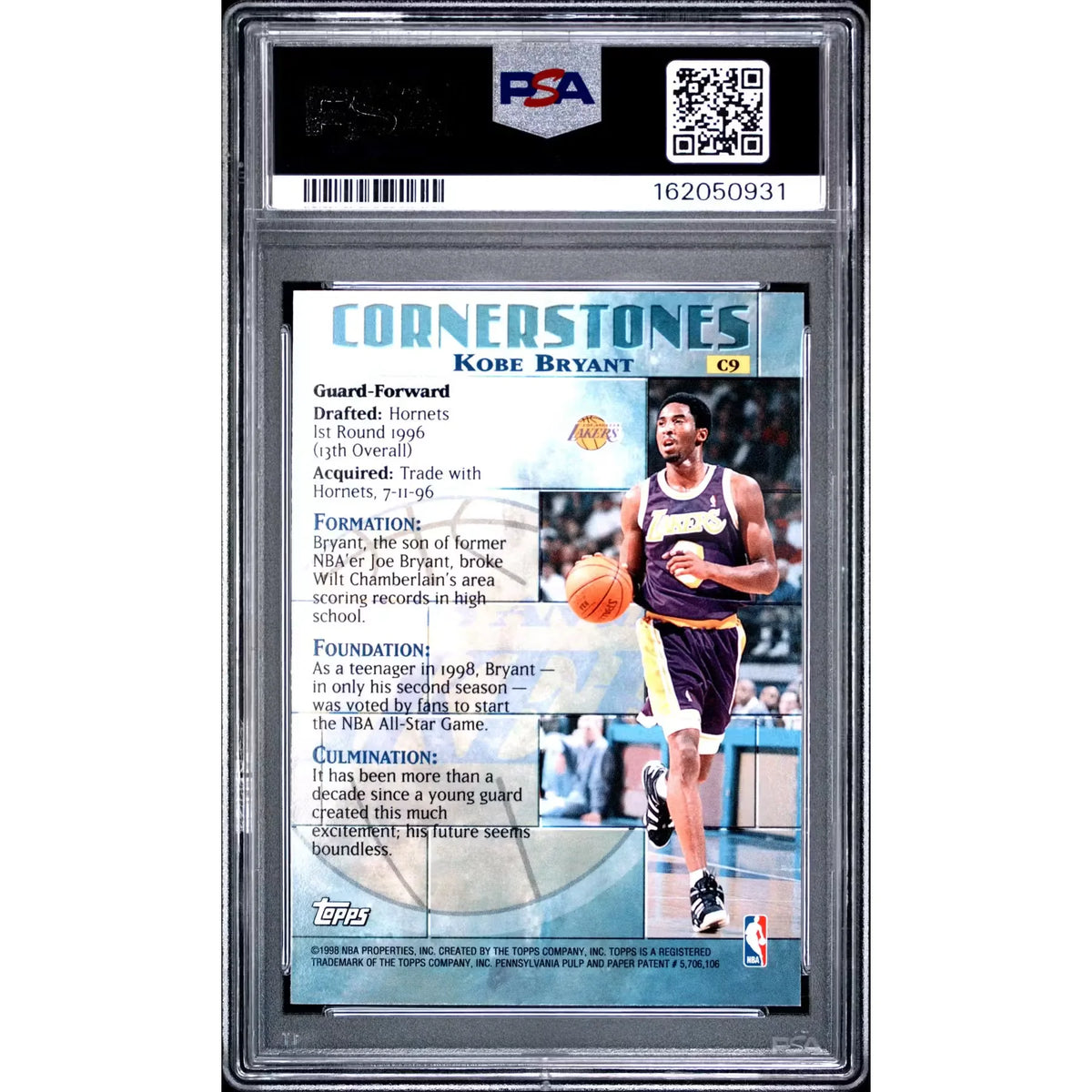 Kobe Bryant 1998 Topps Cornerstones Card #C9 | PSA 9 | P6058117