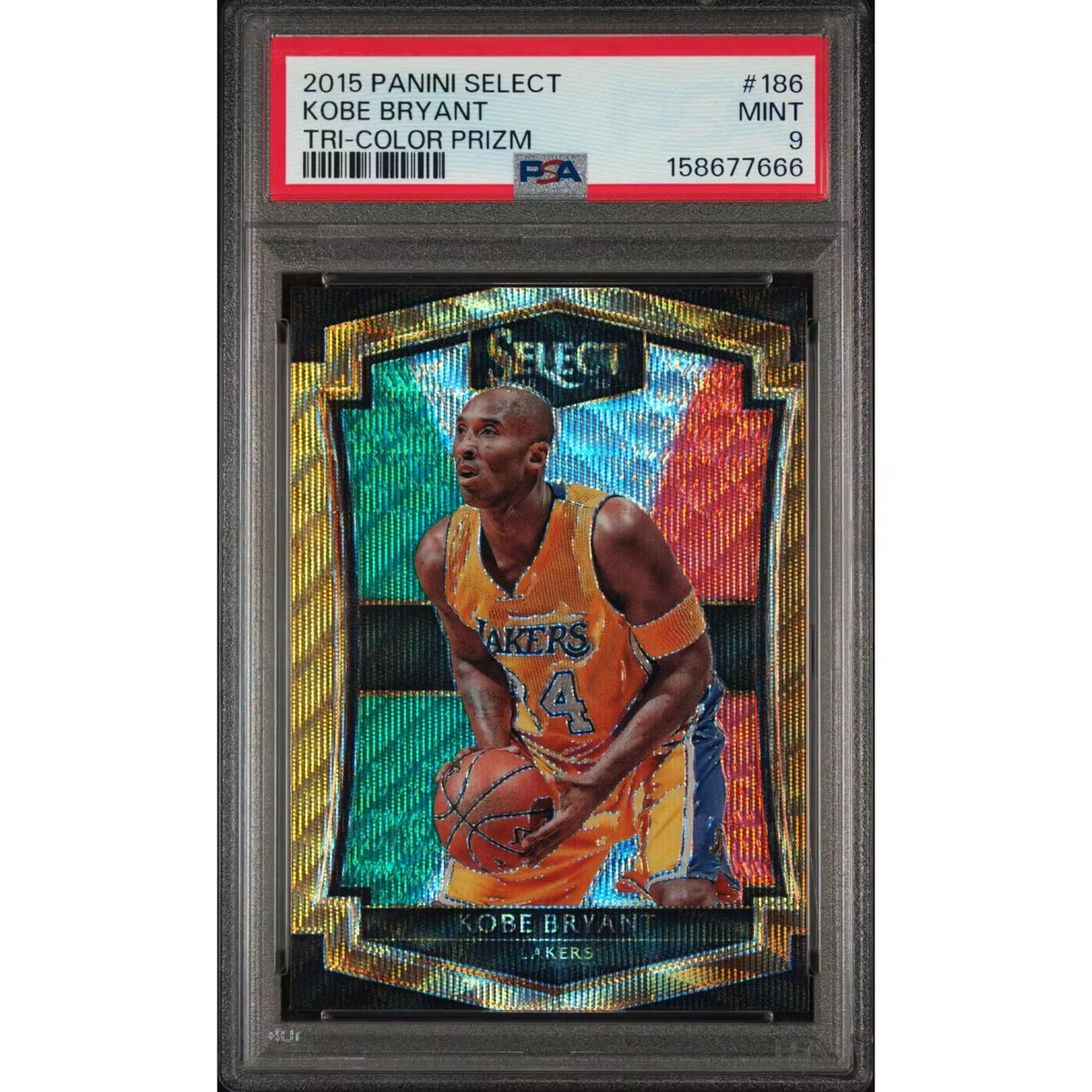 Kobe Bryant 2015 Panini Select Tri-Color Prizm #186 | PSA 9 | P6058225