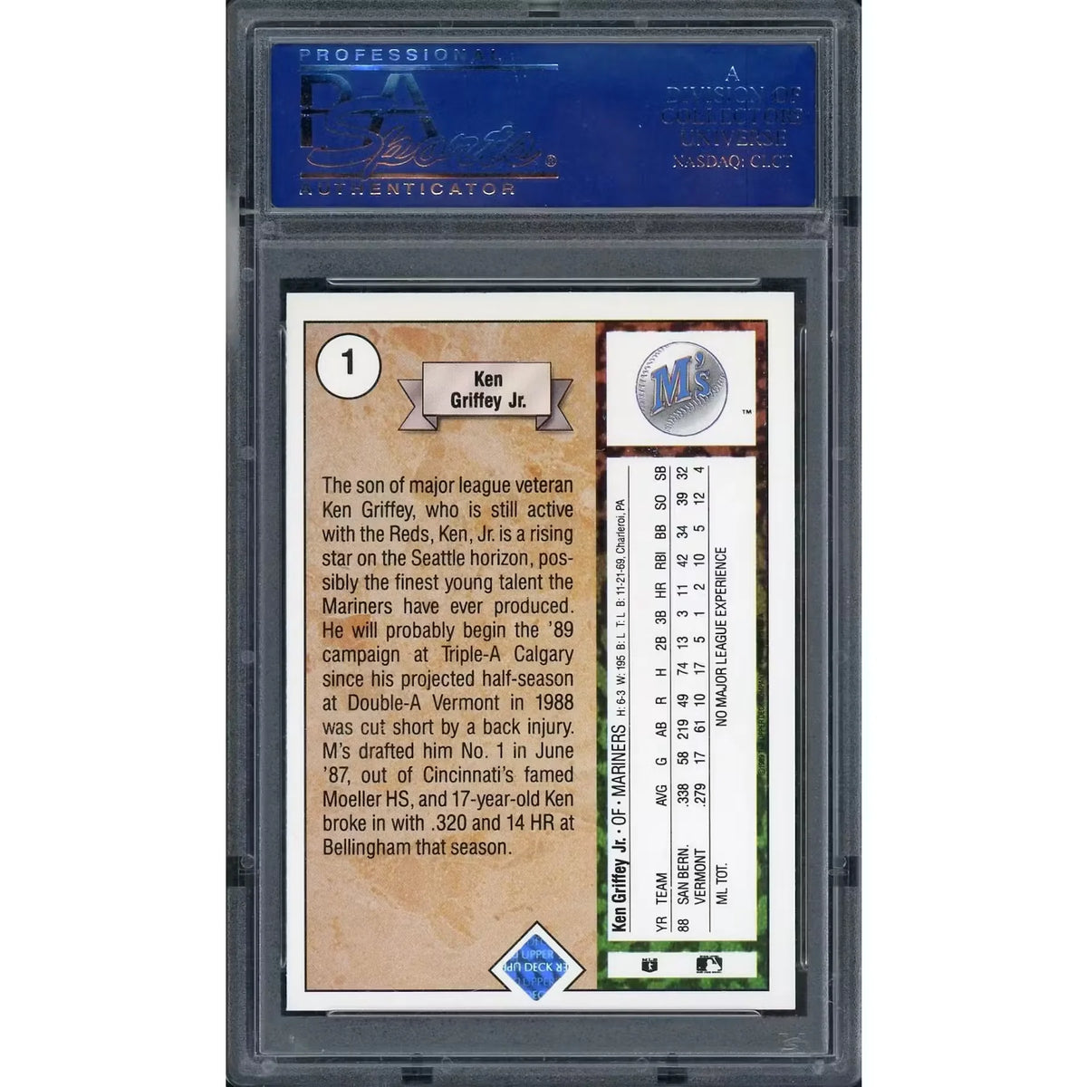 Ken Griffey Jr 1989 Upper Deck Star Rookie #1 | PSA 9 | P6058231