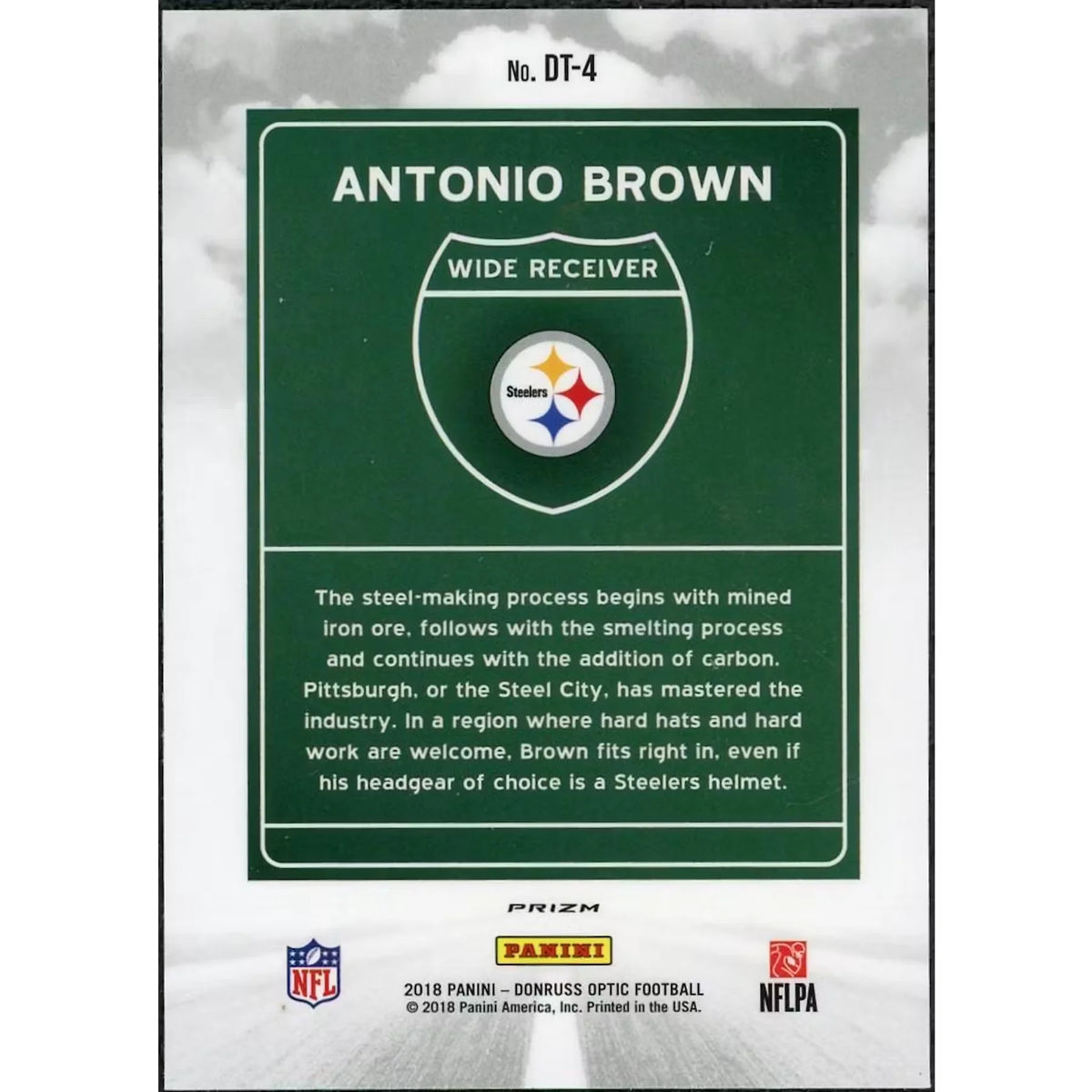 Antonio Brown 2018 Panini Donruss Optic Downtown Card | #DT-4 | P6058274